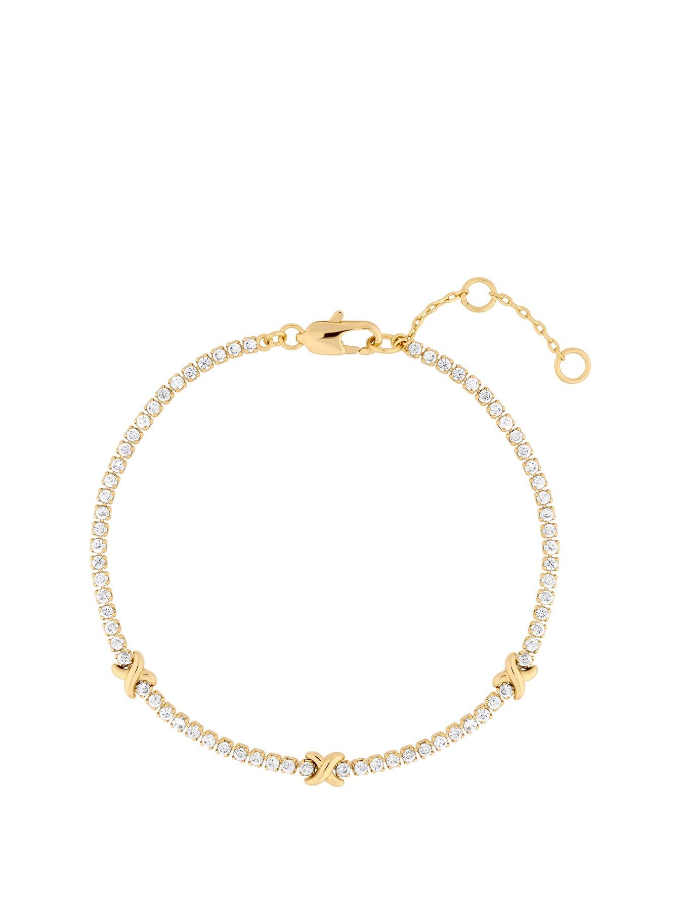 Product photograph of Inicio Gold Plate Cubic Zirconia Kiss Bracelet from very.co.uk
