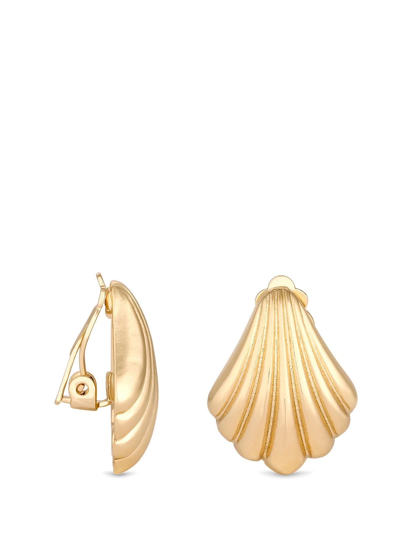 Product photograph of Jon Richard Gold Plated Polished Shell Clip Earring from very.co.uk