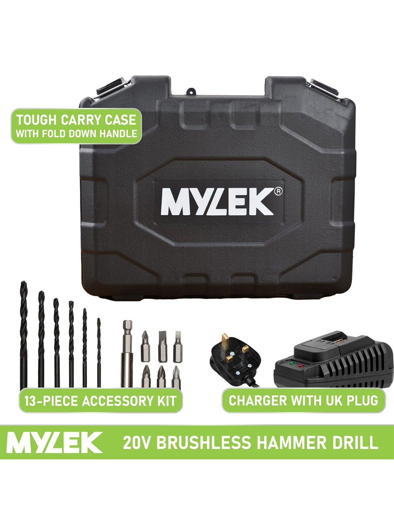 Image 5 of 7 of Mylek Cordless Drill 20V Brushless Driver Impact Hammer Action Combi Set with 2.0Ah Battery and Fast Charger, 50Nm Electric Screwdriver, 19+3 Torque,