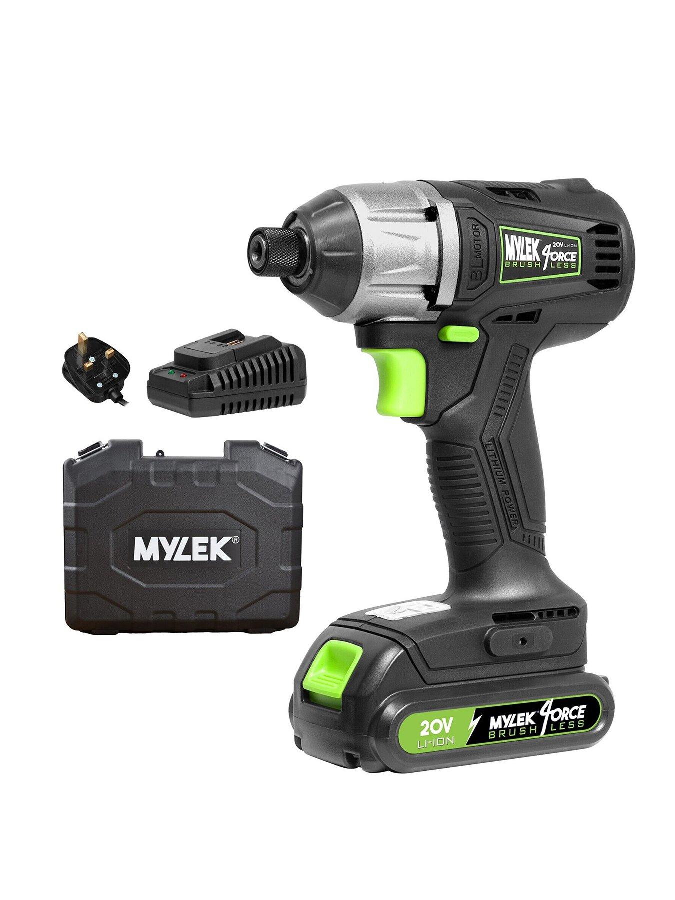 Product photograph of Mylek Cordless Impact Drill Driver 20v Brushless Variable Speed 0-2400rpm 280nm 0-3200bpm With Led Work Light 2000ah Battery And Fast Charger from very.co.uk