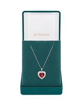 jon richard rhodium plate cubic zirconia ruby heart pendant