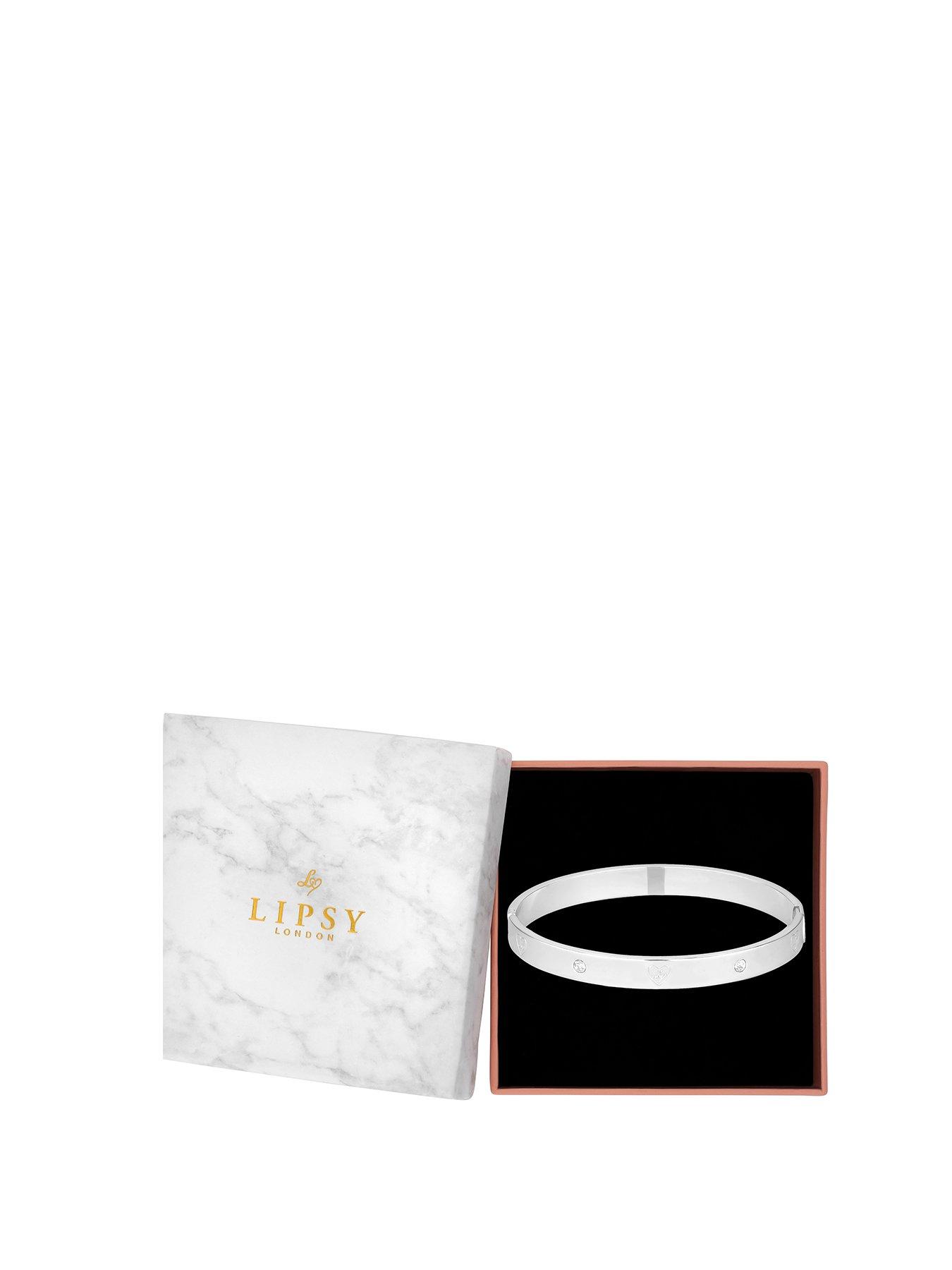 Product photograph of Lipsy Silver Plated Heart Bangle - Gift Boxed from very.co.uk