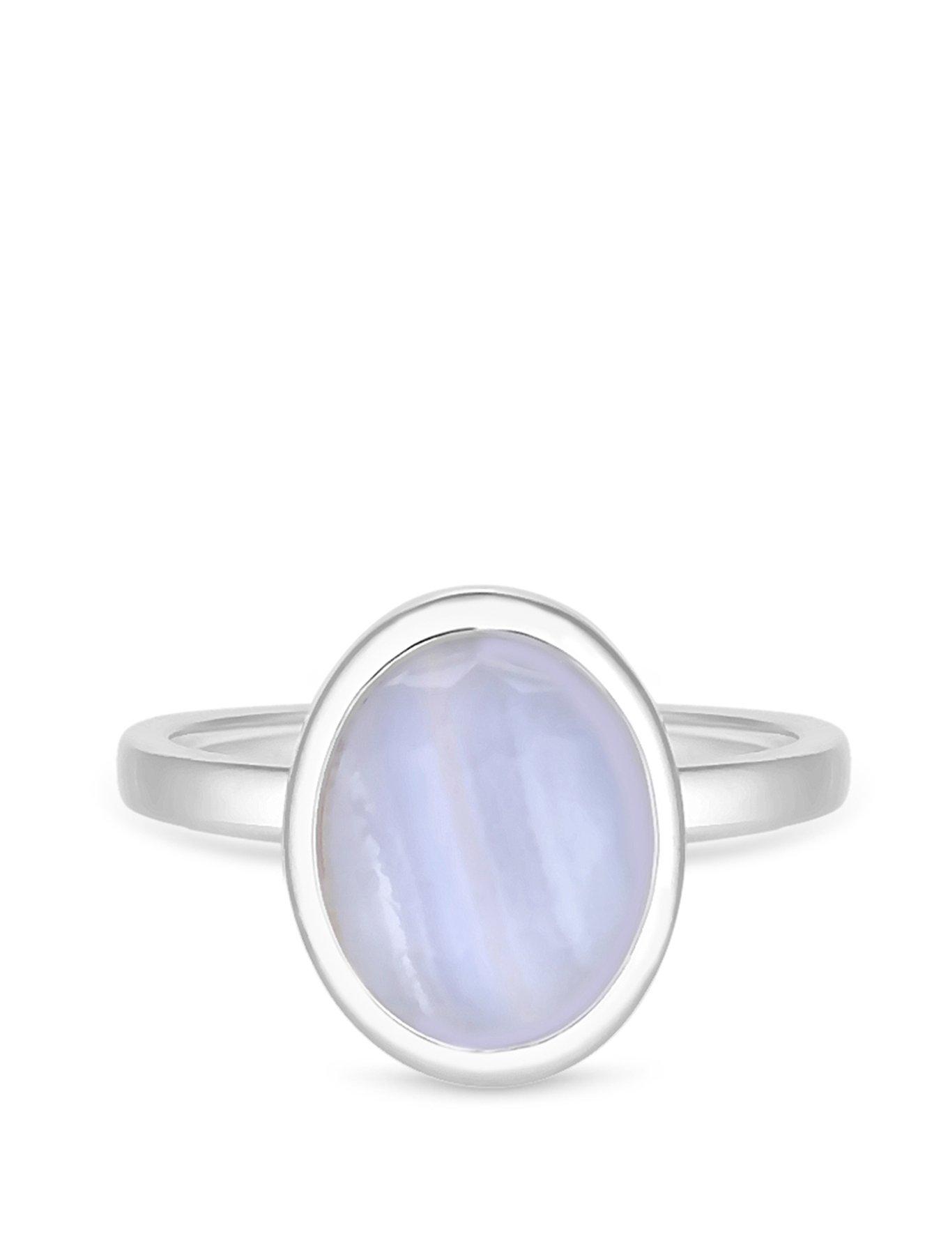 Product photograph of Simply Silver Sterling Silver 925 Blue Agate Ring - S from very.co.uk
