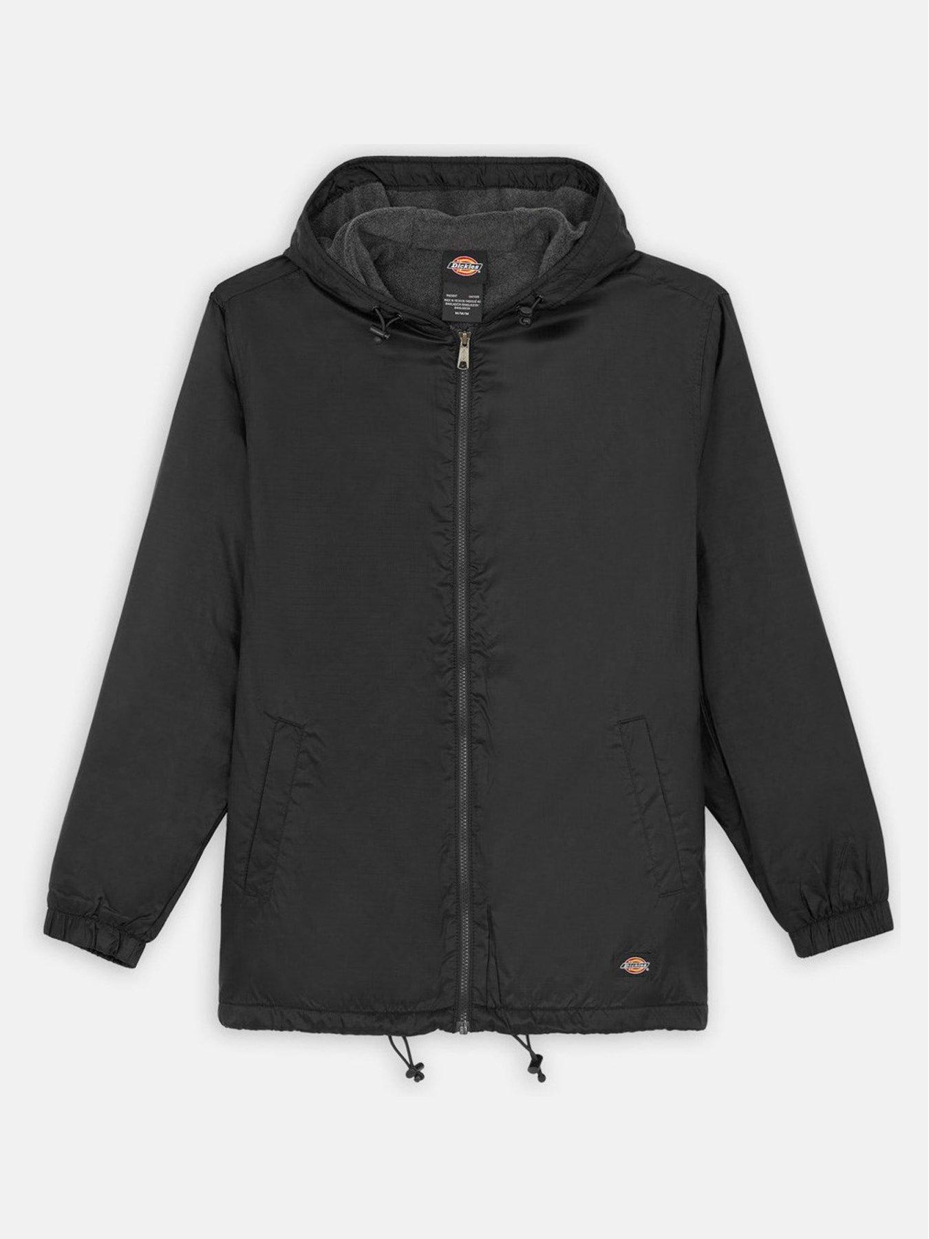 undefined Mens Fleece Lined Nylon Hooded Jacket - Black