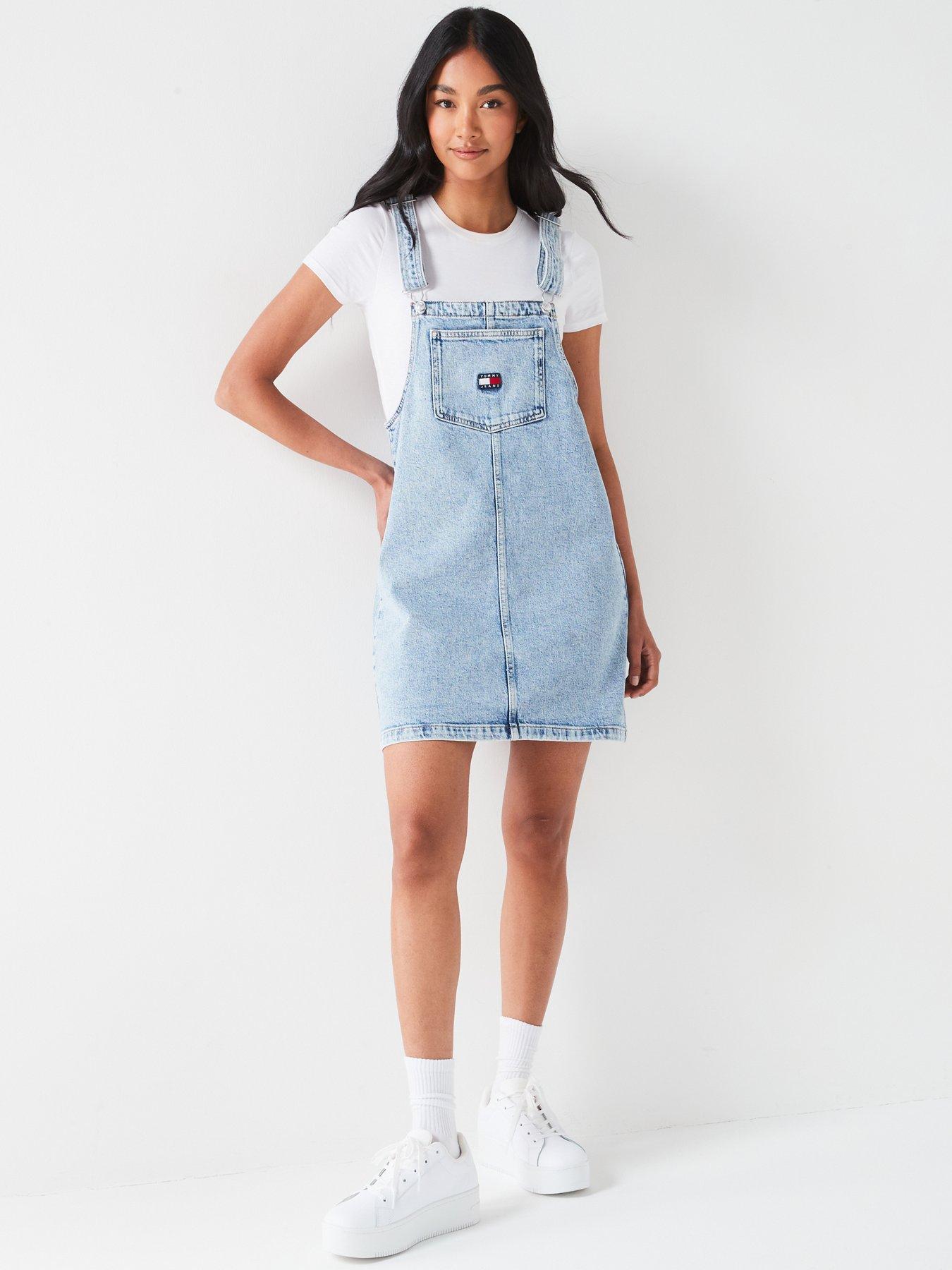 Denim Pinafore Dress Blue