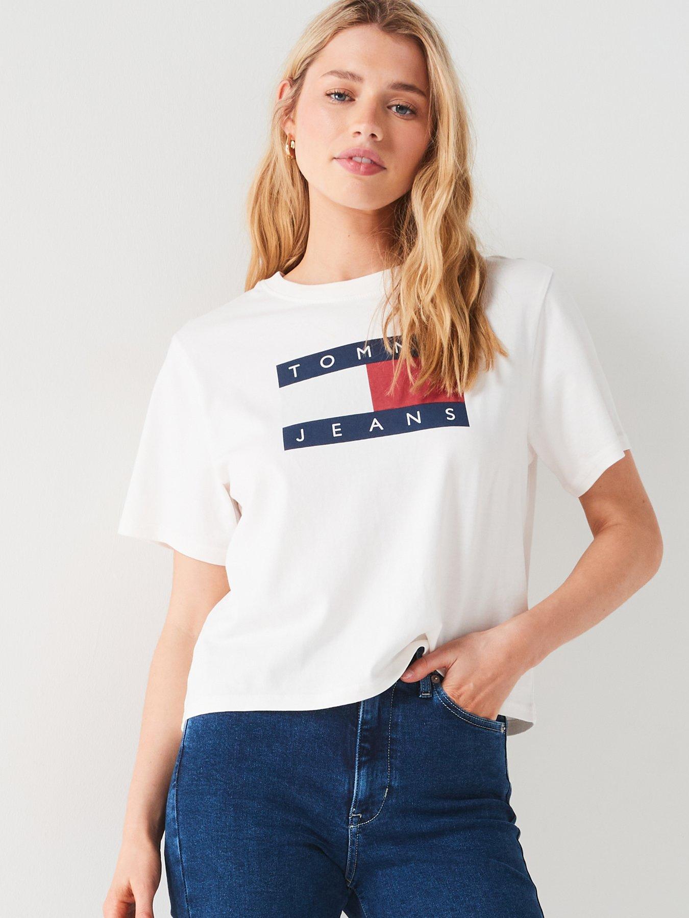 Tommy Jeans Boxy Logo Print T-shirt - White | Very.co.uk