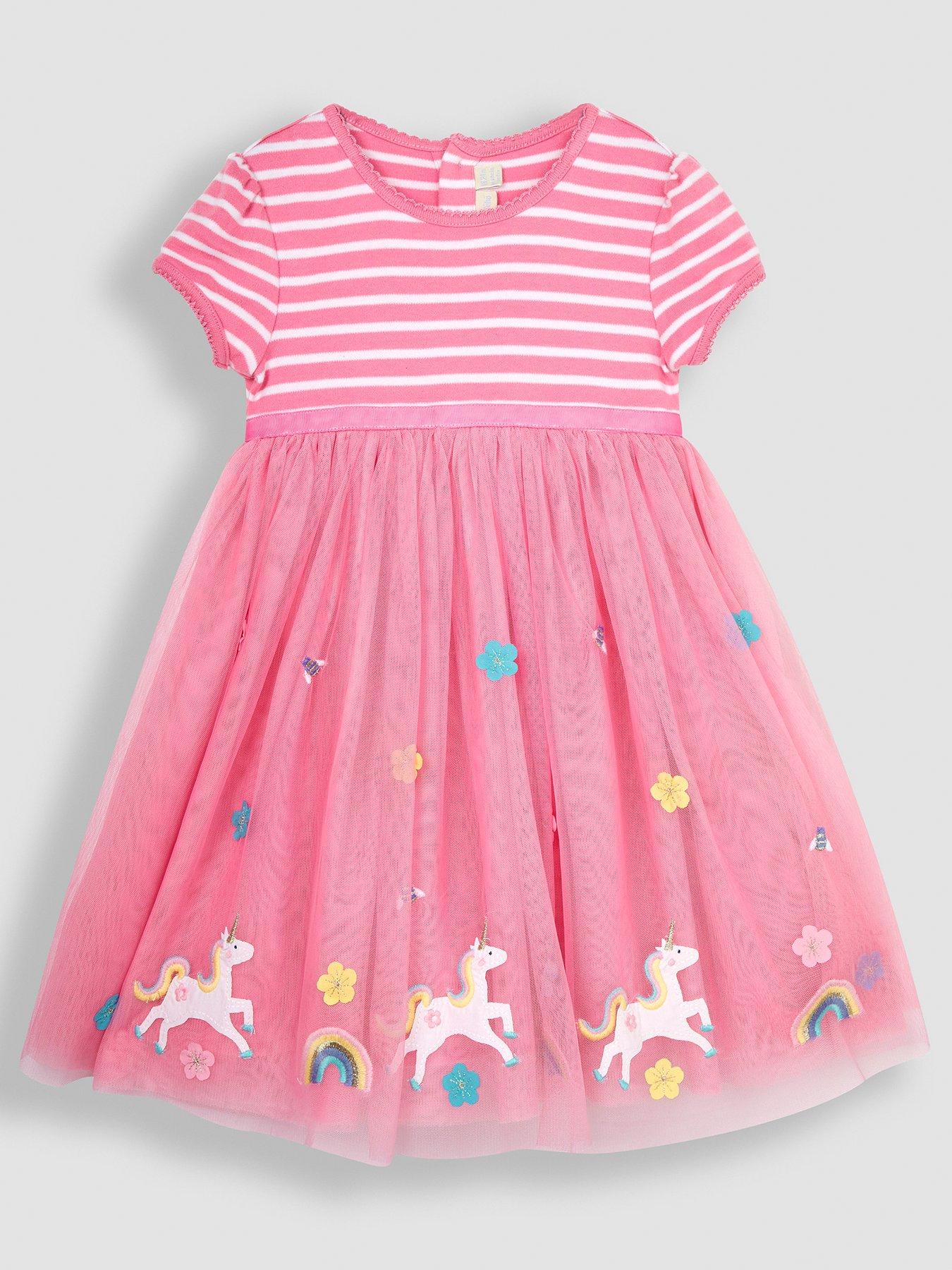 JoJo Maman Bebe Girls Unicorn Tulle Party Dress Pink Very