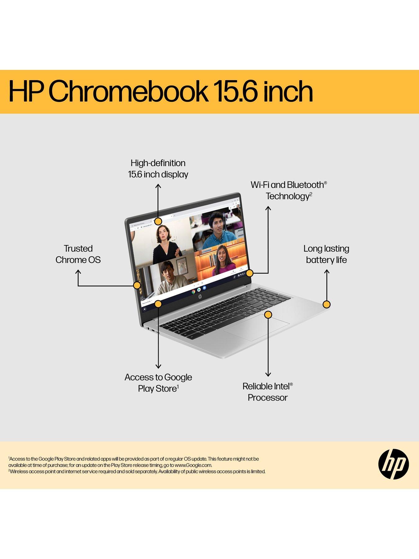 Image 4 of 8 of HP Chromebook 15a-na0007na, Intel Celeron, 4GB RAM 128GB SSD, 15in HD Laptop - Silver