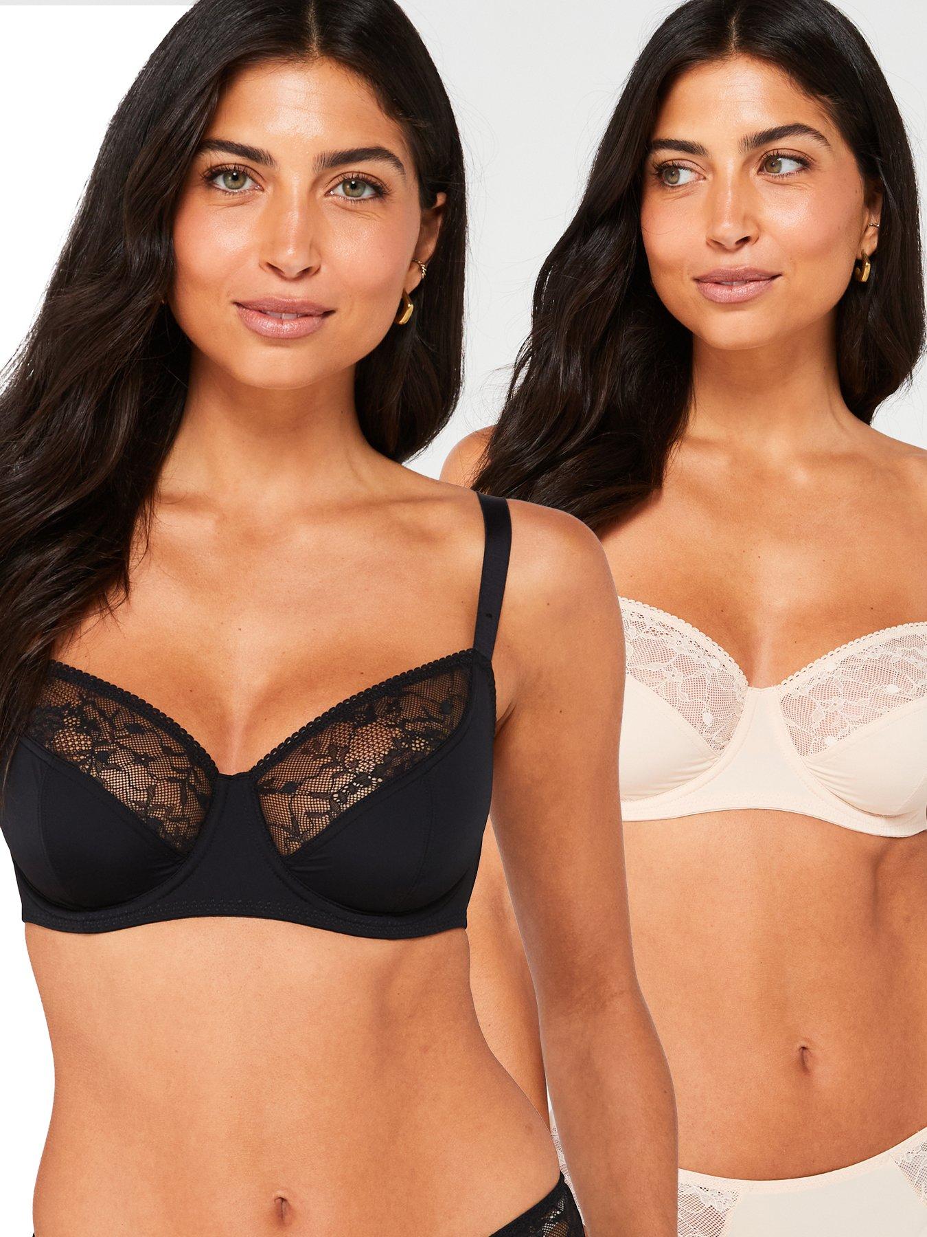 undefined Alma-2Pack Non Padded Wired Bra - Black/Beige