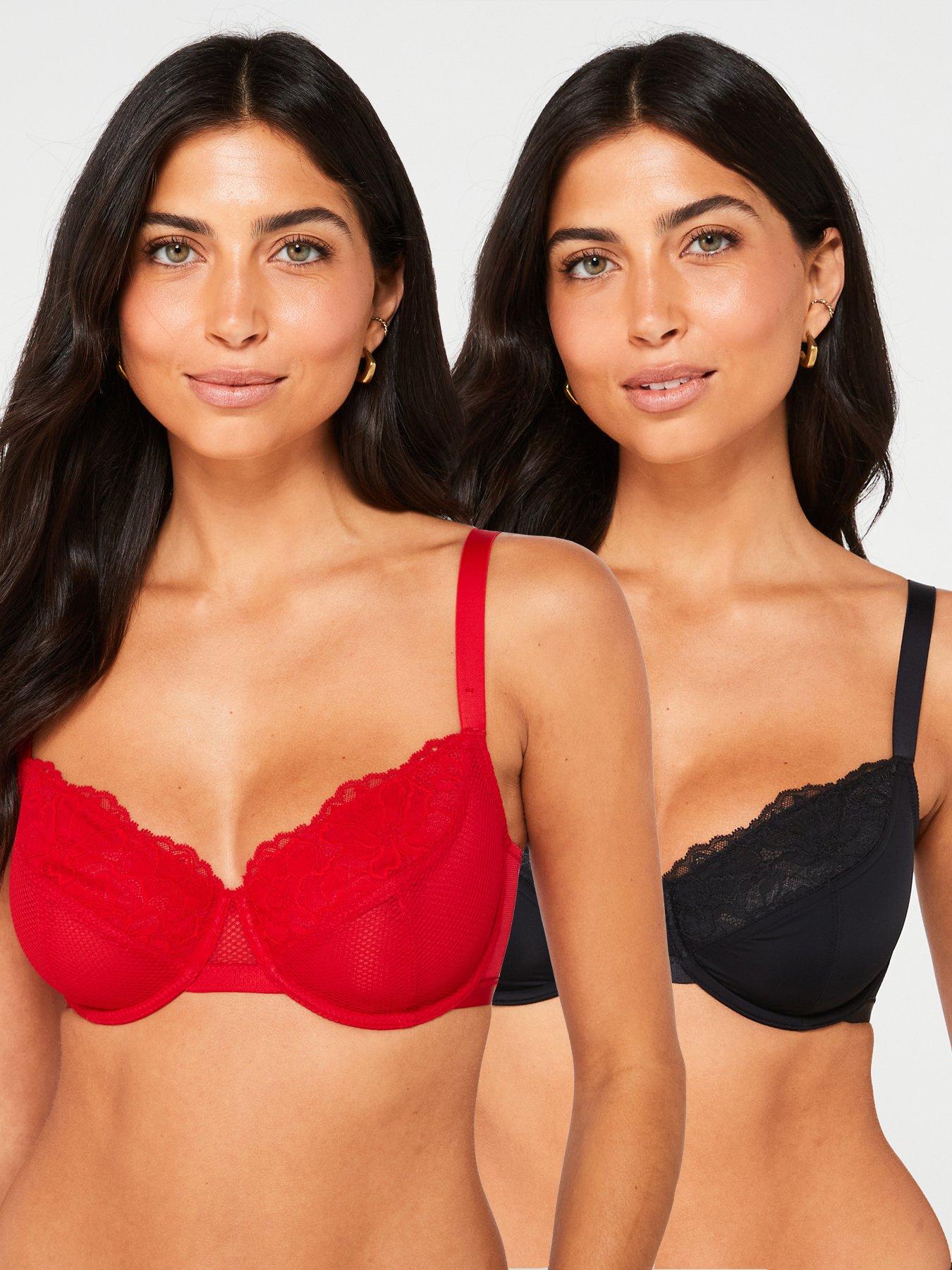 undefined Macie-2Ppnon Padded Wired Bra - Red/Black