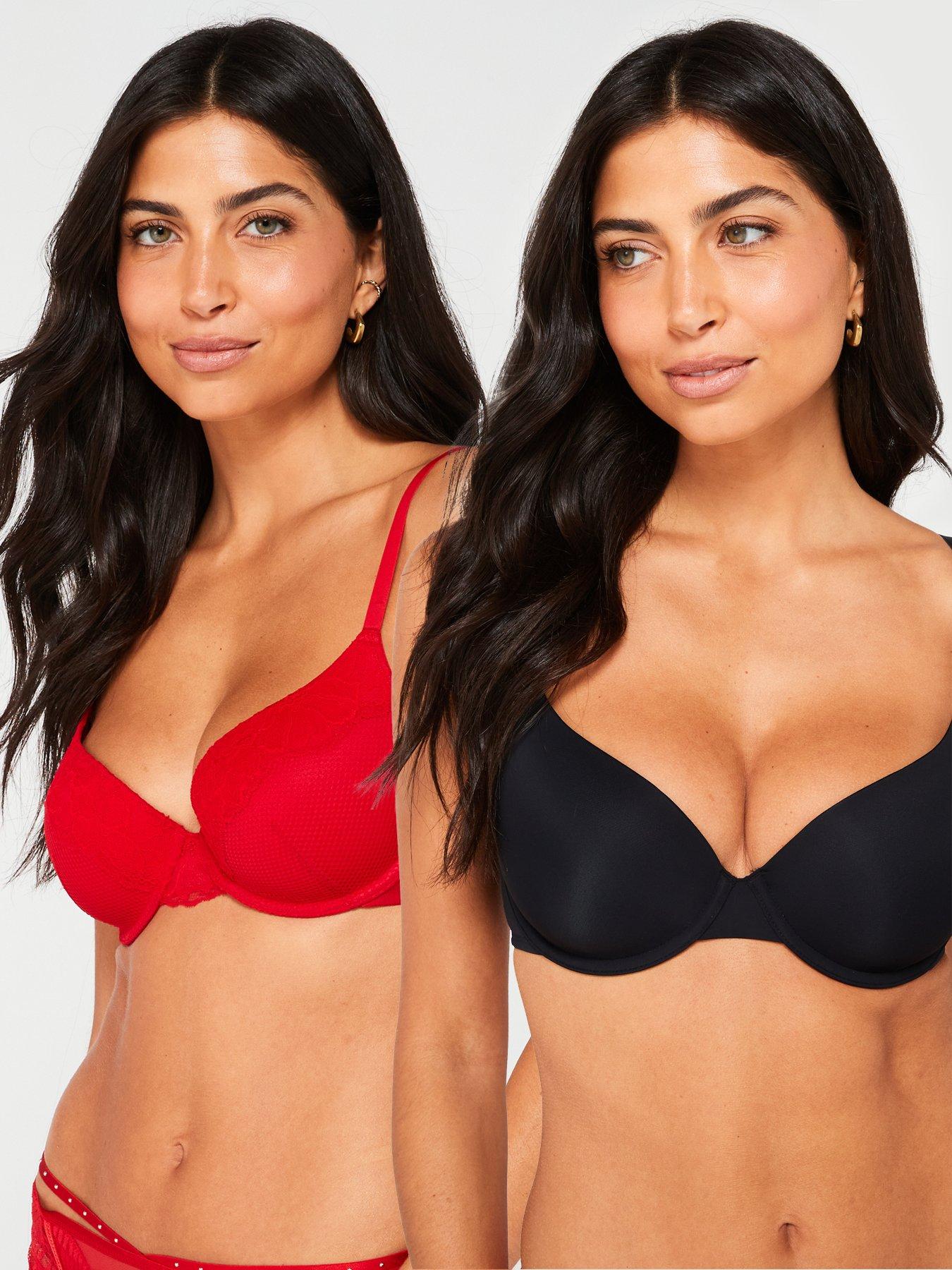 undefined Macie 2-pack Light Padded Demi Bra - Red/black