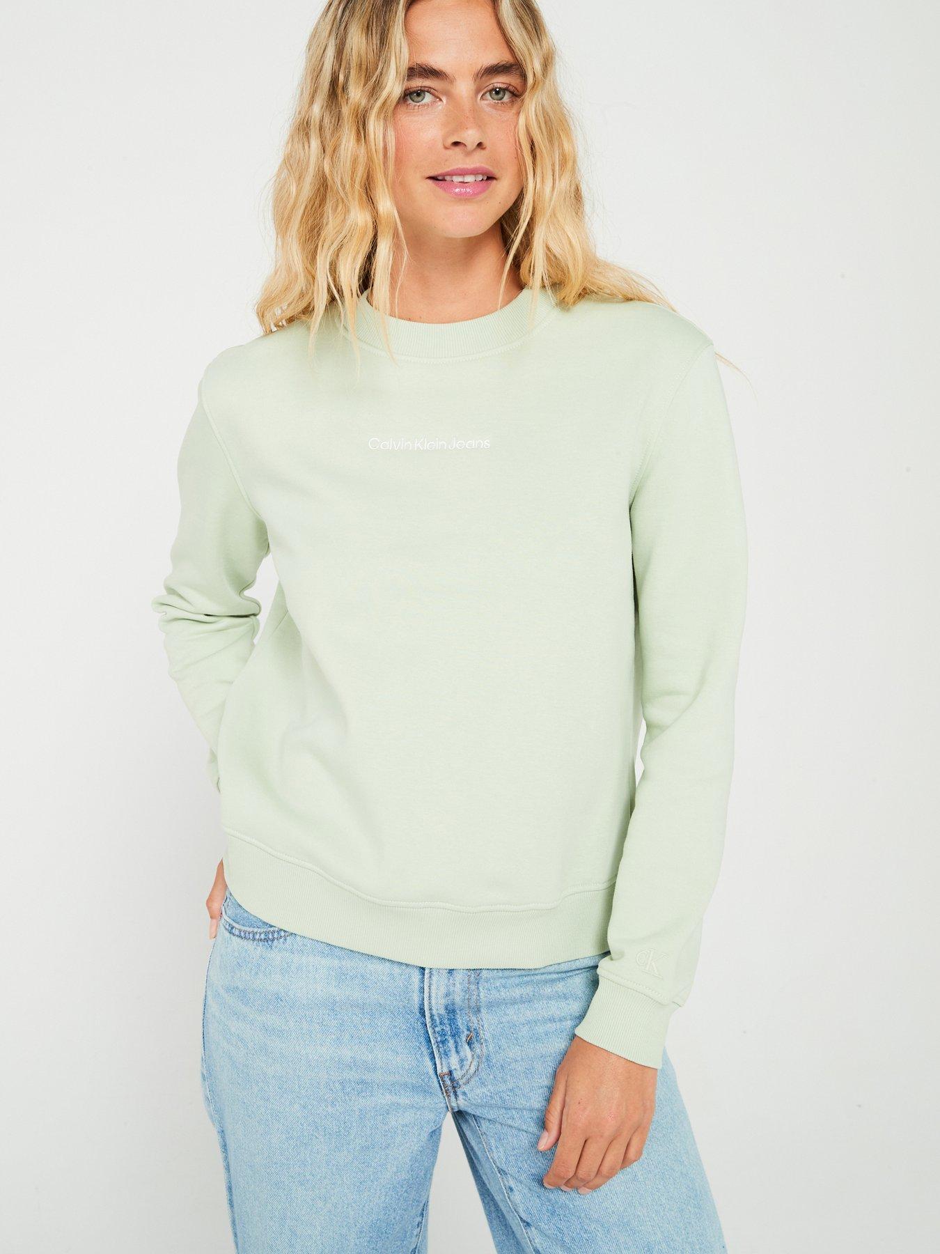 Calvin Klein Jeans Long Sleeve Crew Neck Sweatshirt Green Very