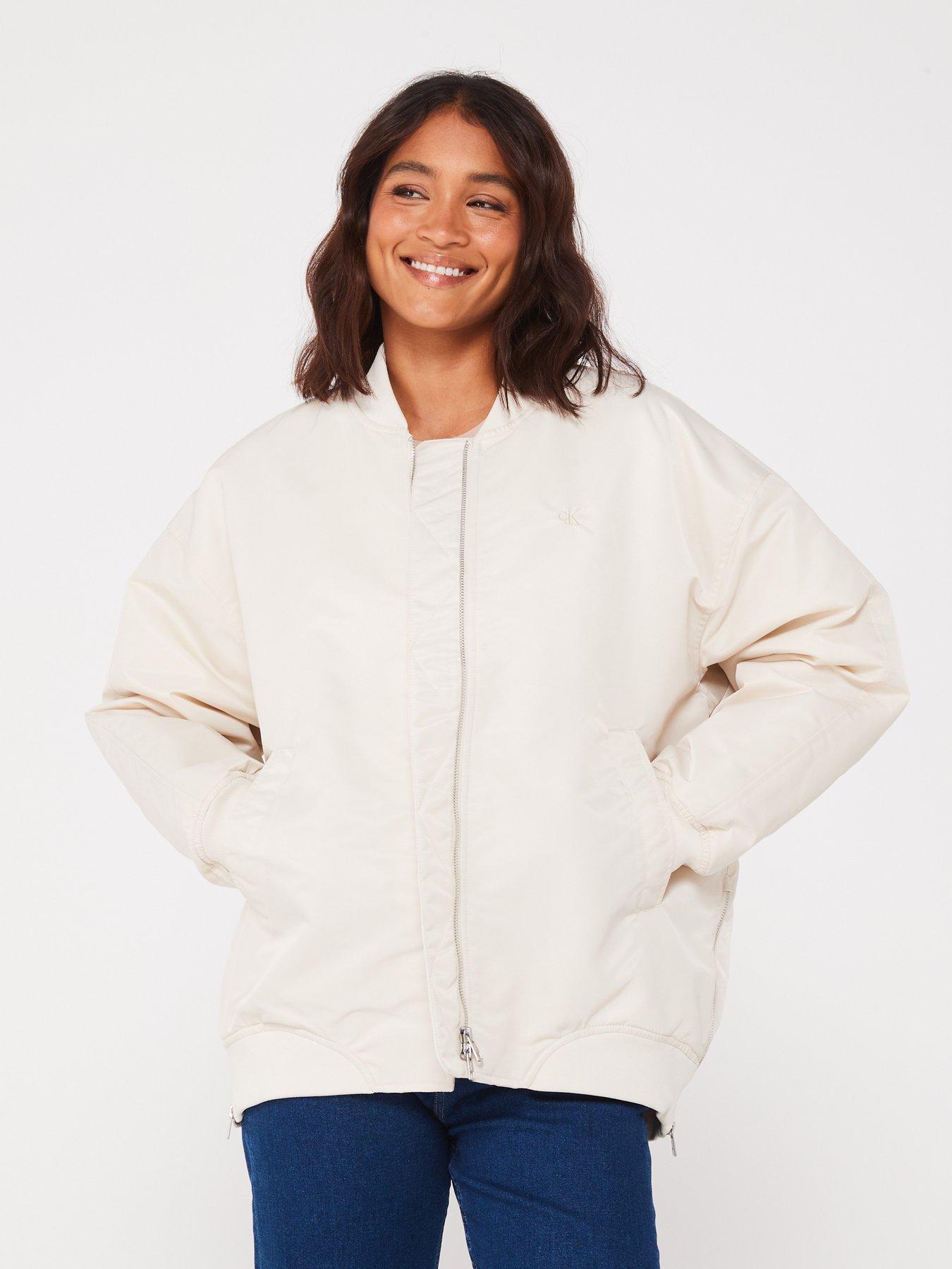 Plus size white bomber shops jacket