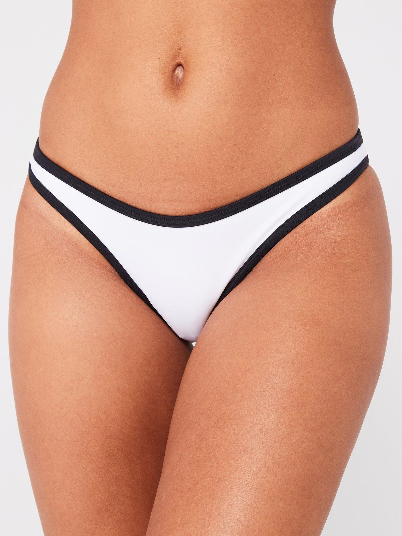 Image 1 of 4 of Calvin Klein Jeans Monogram Graphic Bikini Bottom - White