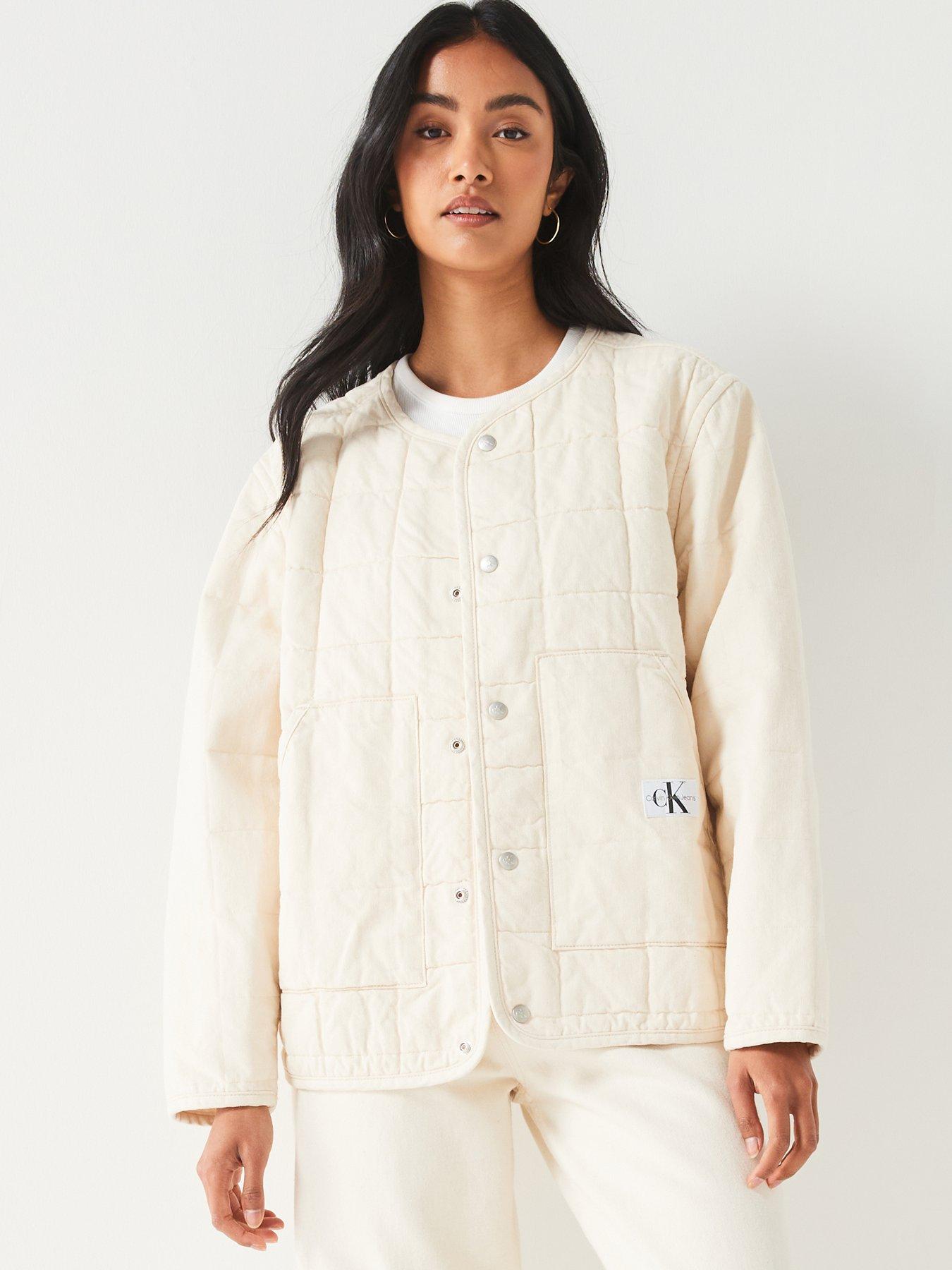 Calvin Klein Jeans Quilted Denim Jacket Ecru