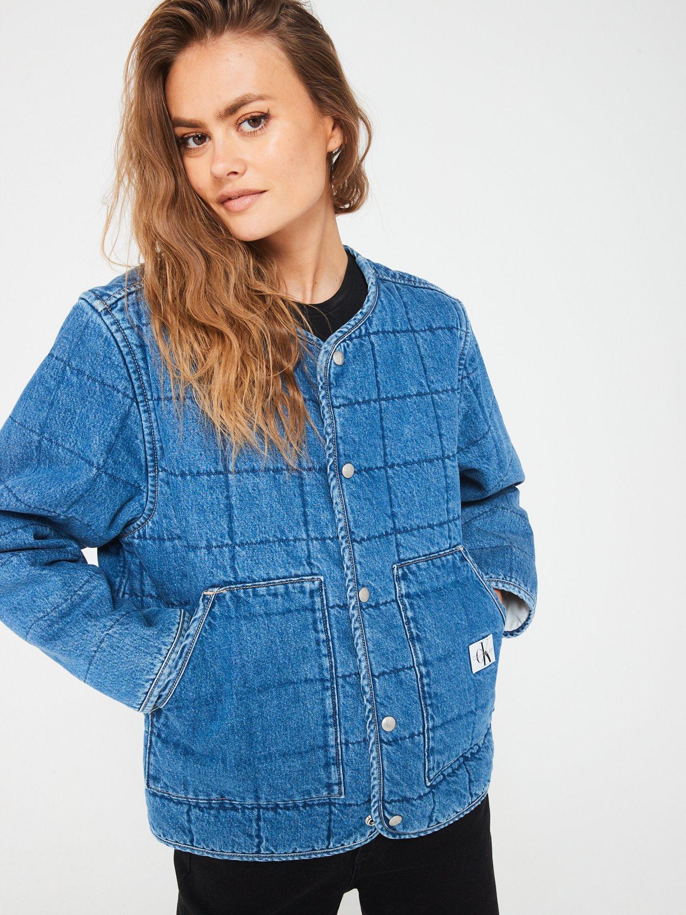 Quilted denim jacket womens clearance