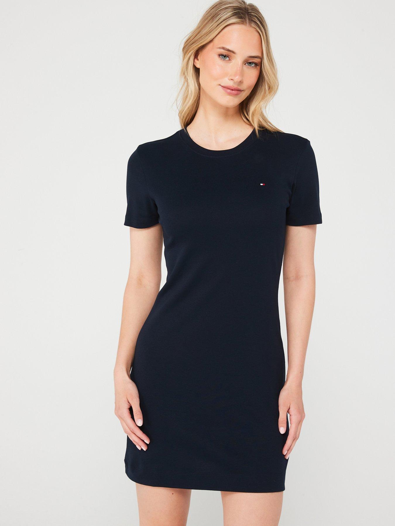 tommy hilfiger mini logo bodycon mini dress - navy