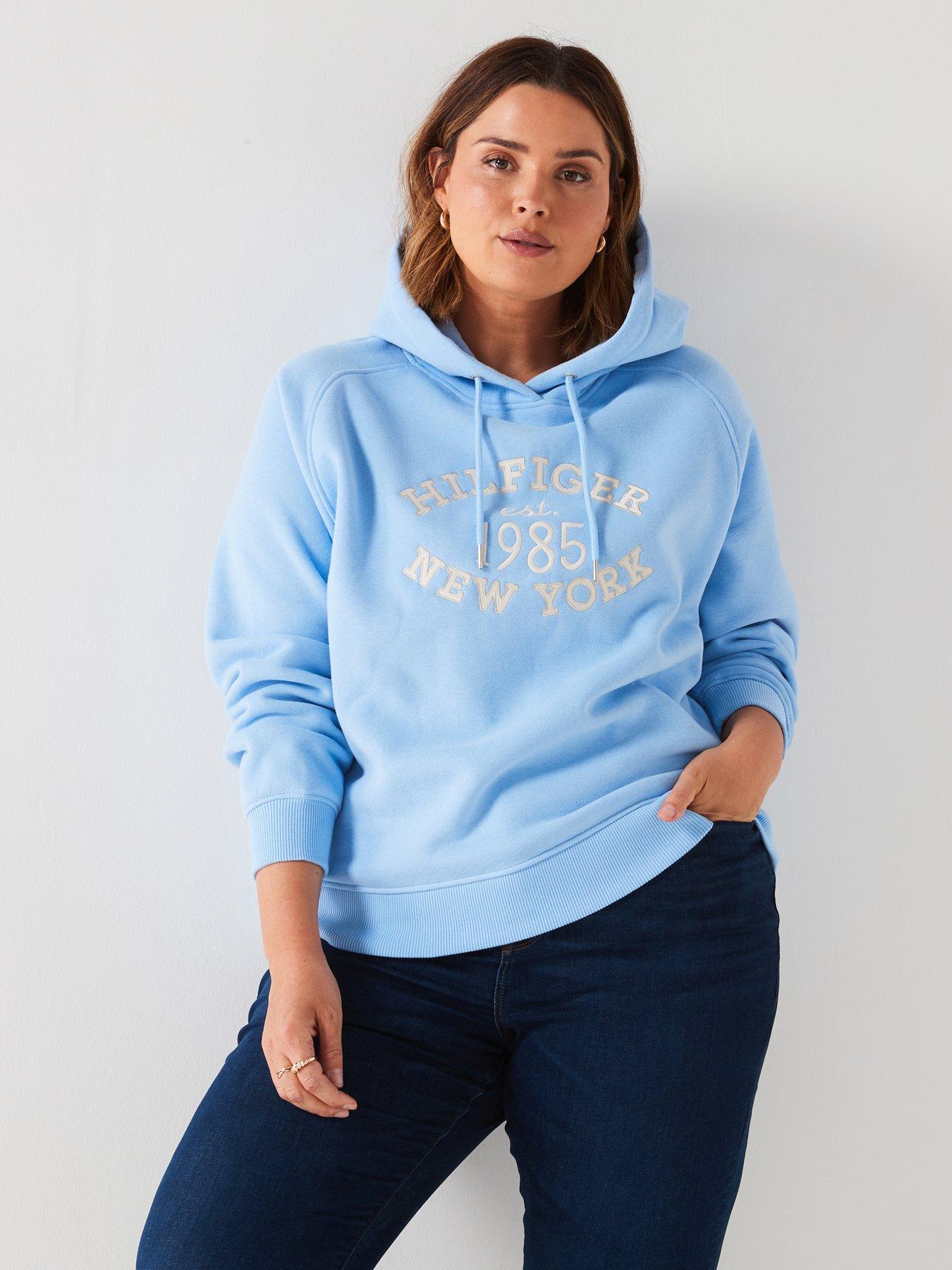 Plus Size Varsity Hoodie Blue