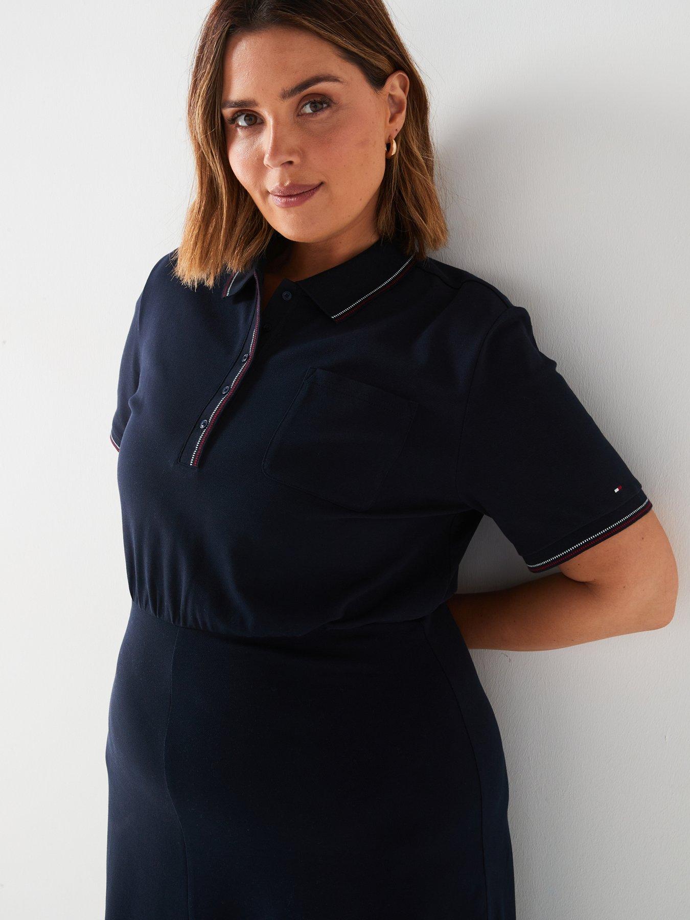 Plus Size Polo Mini Dress Navy