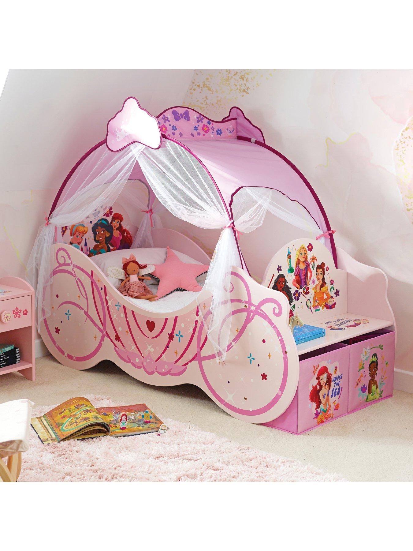 Product photograph of Disney Princess Toddler Carriage Bed With Canopy And Fabric Drawers from very.co.uk