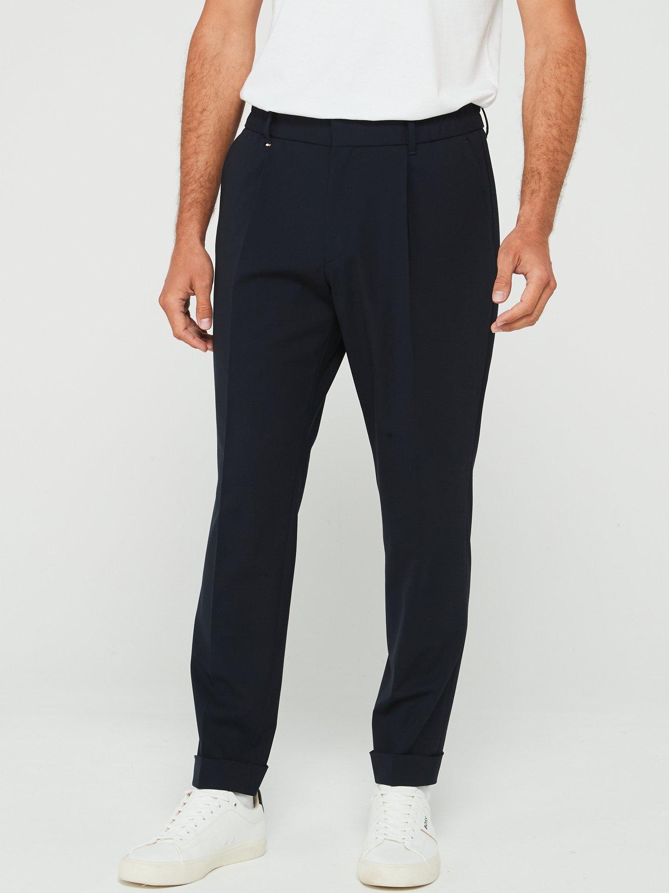 Image 3 of 4 of BOSS Pepe Casual Waistband Stretch Turn Up Casual Trousers - Navy