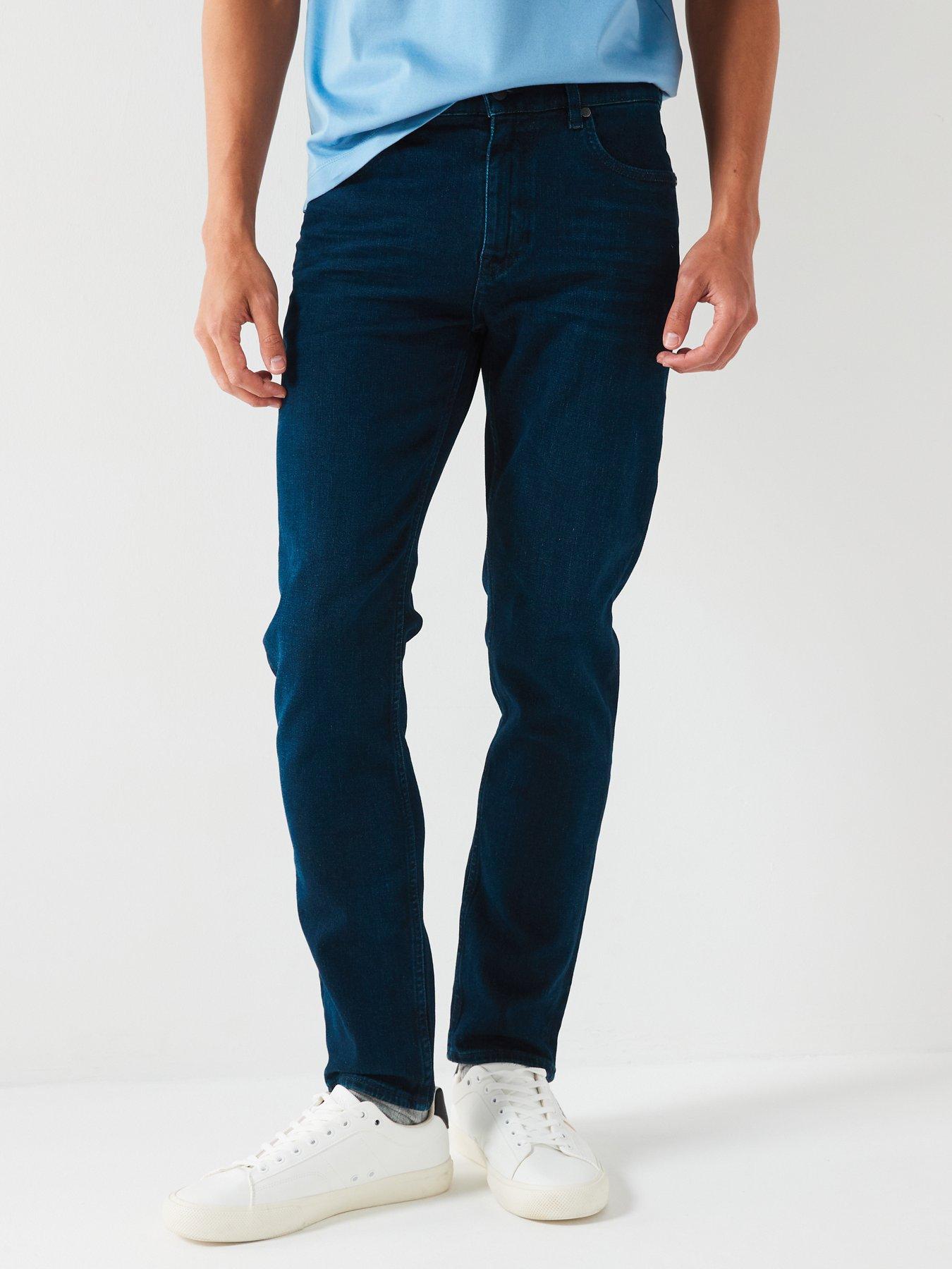 BOSS Delaware 3 Slim Fit Cashmere Touch Jeans, Navy, Size 34, Length Regular, Men