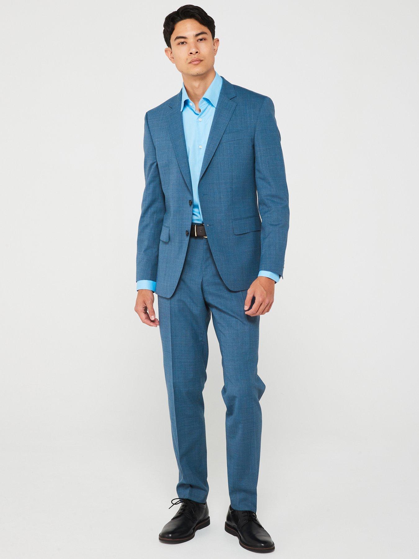 undefined Huge Slim Fit Worsted Stretch Wool Suit - Navy