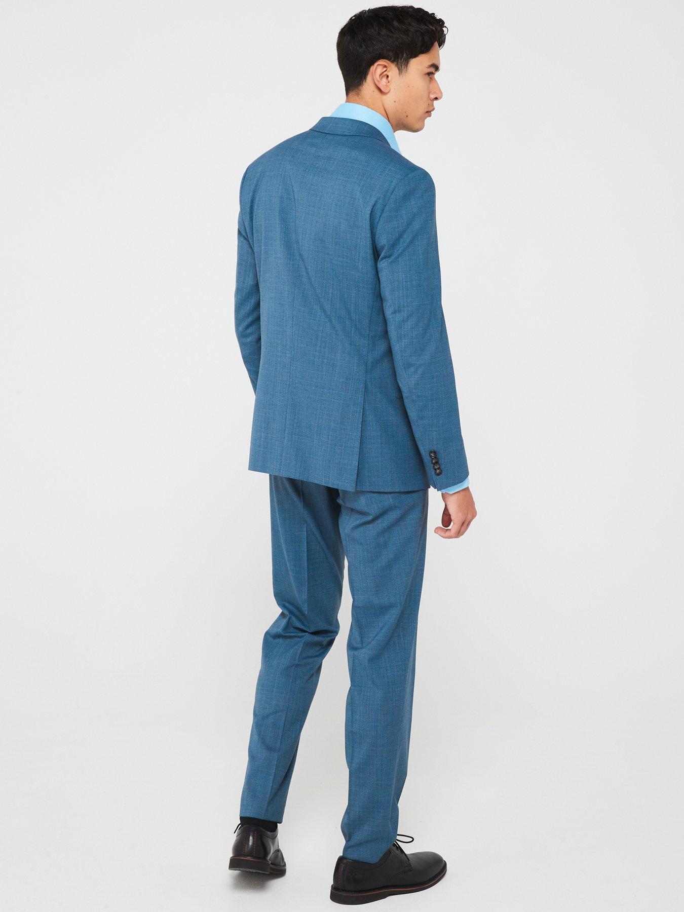 Image 2 of 6 of BOSS Huge Slim Fit Worsted Stretch Wool Suit - Navy