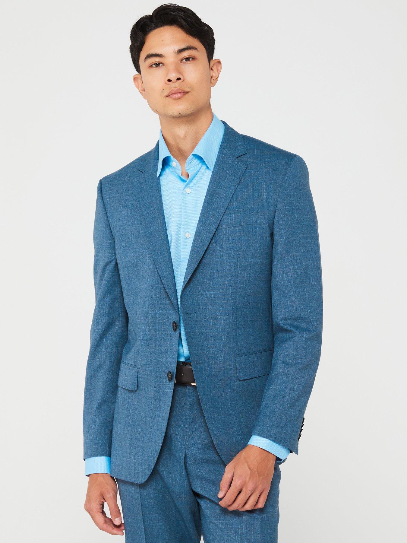 Image 3 of 6 of BOSS Huge Slim Fit Worsted Stretch Wool Suit - Navy