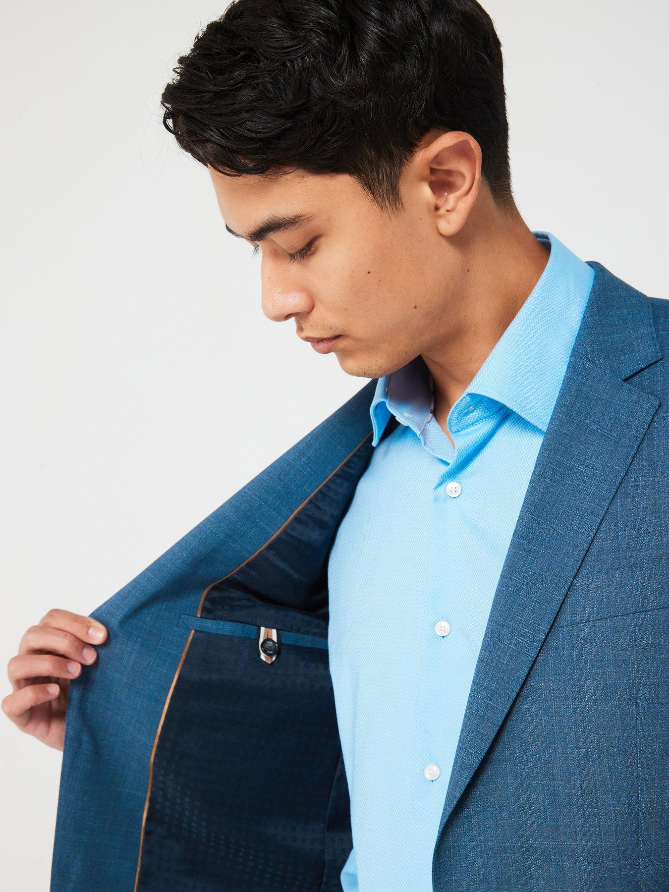 Image 5 of 6 of BOSS Huge Slim Fit Worsted Stretch Wool Suit - Navy