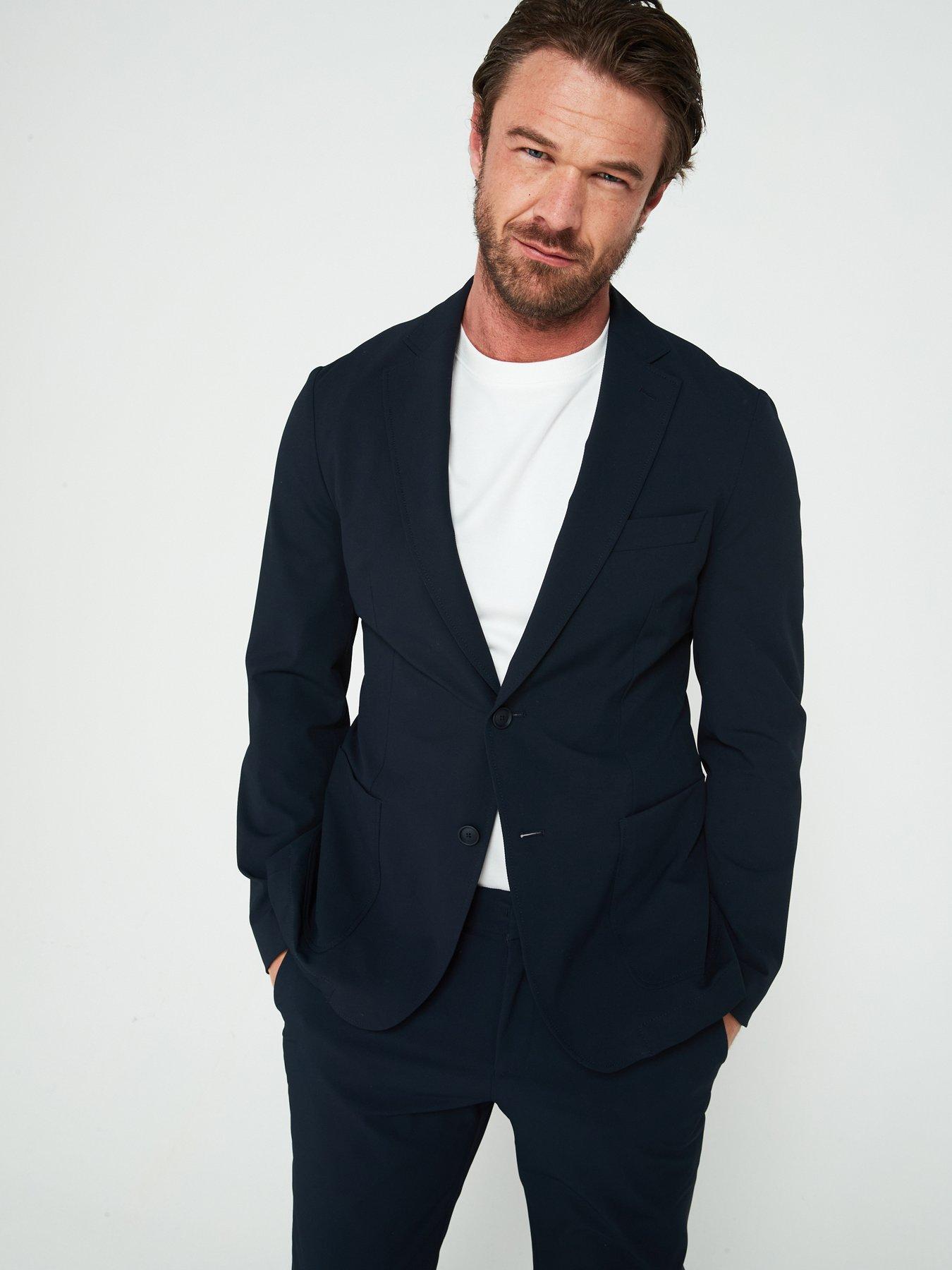 undefined Hanry Slim Fit Strech Twill Patch Pocket Suit Jacket- Navy