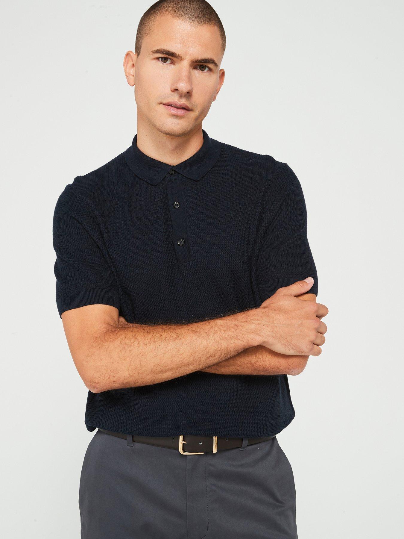 undefined Daremo Short Sleeve Knitted Polo - Navy