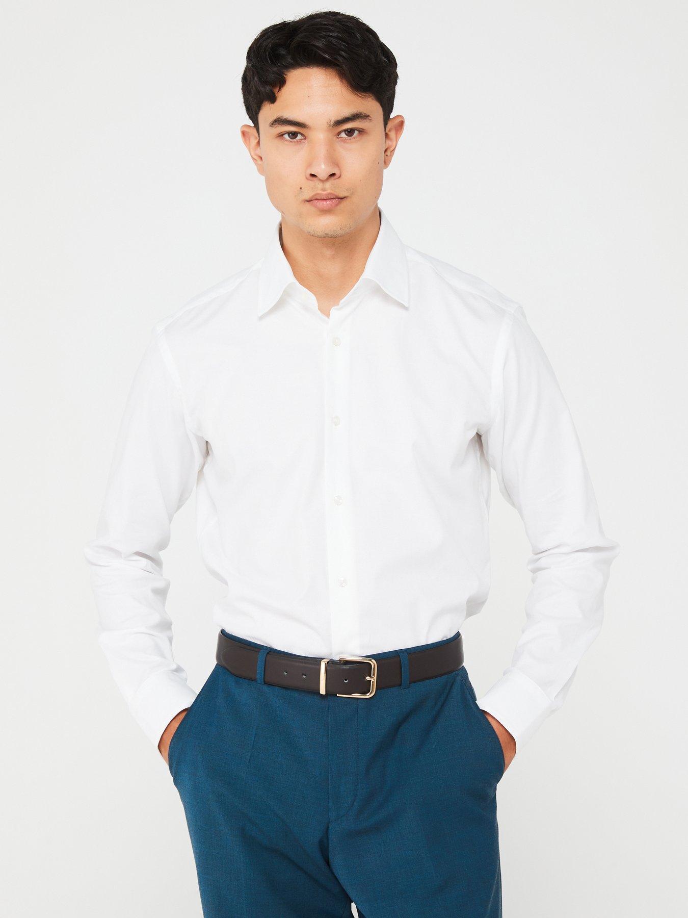 BOSS Joe Regular Fit Easy Iron Texture Shirt - White