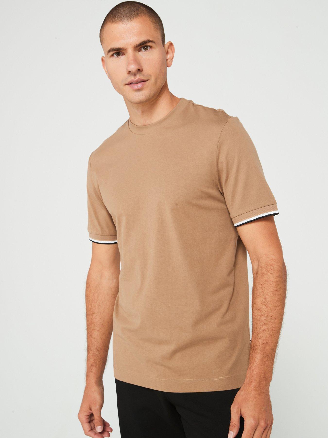 undefined Thompson 04 Regular Fit Corporate Sleeve Trim T-shirt - Beige