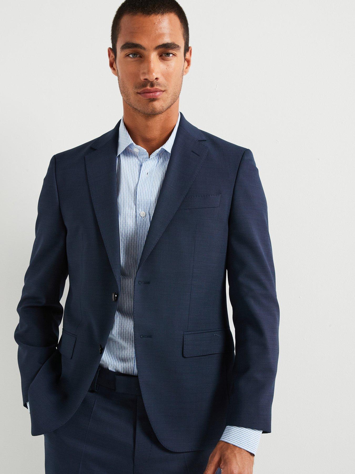 undefined Jeckson Regular Fit Needlepin Stretch Wool Suit - Navy