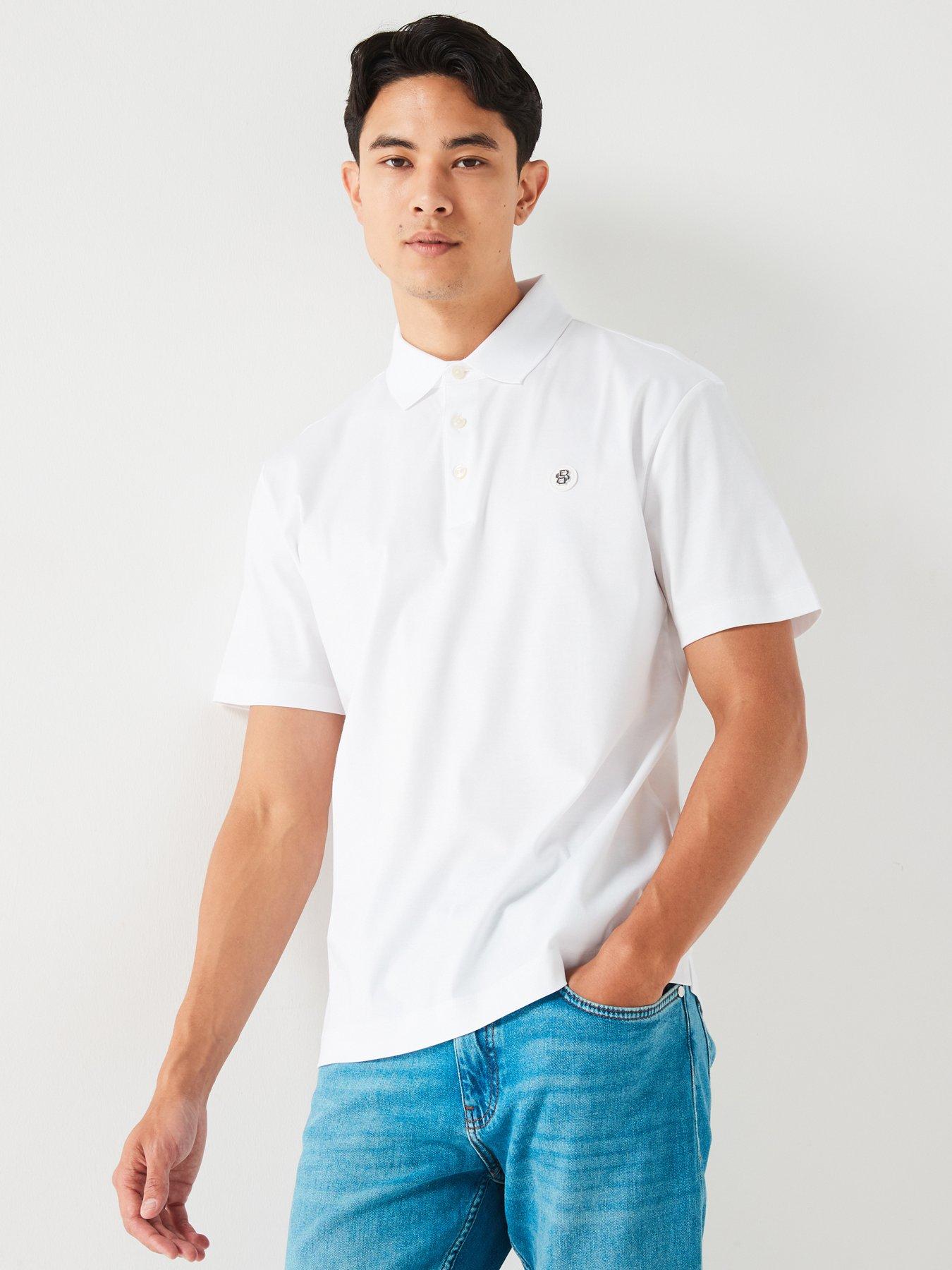 Image 1 of 4 of BOSS C-Parris 01 Regular Fit Logo Cotton Polo Shirt - White