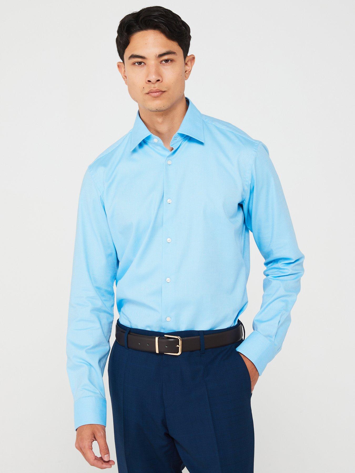 undefined Joe Regular Fit Easy Iron Dobby Texture Shirt - Light Blue
