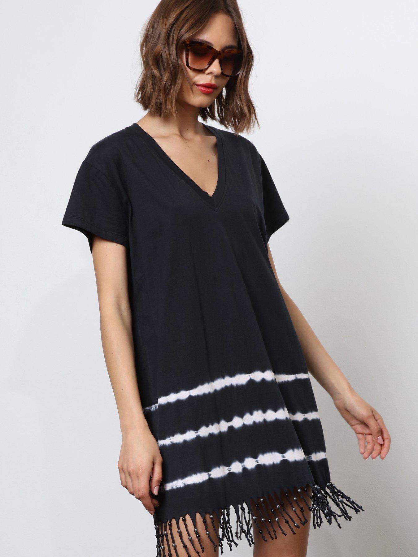 Image 1 of 6 of Religion Mini Tie Dye Tunic Dress - Black