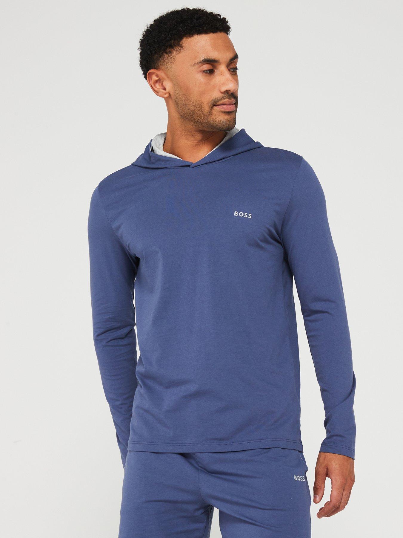 BOSS Mix &amp; Match Lightweight Overhead Loungewear Hoodie - Navy, Navy, Size Xl, Men