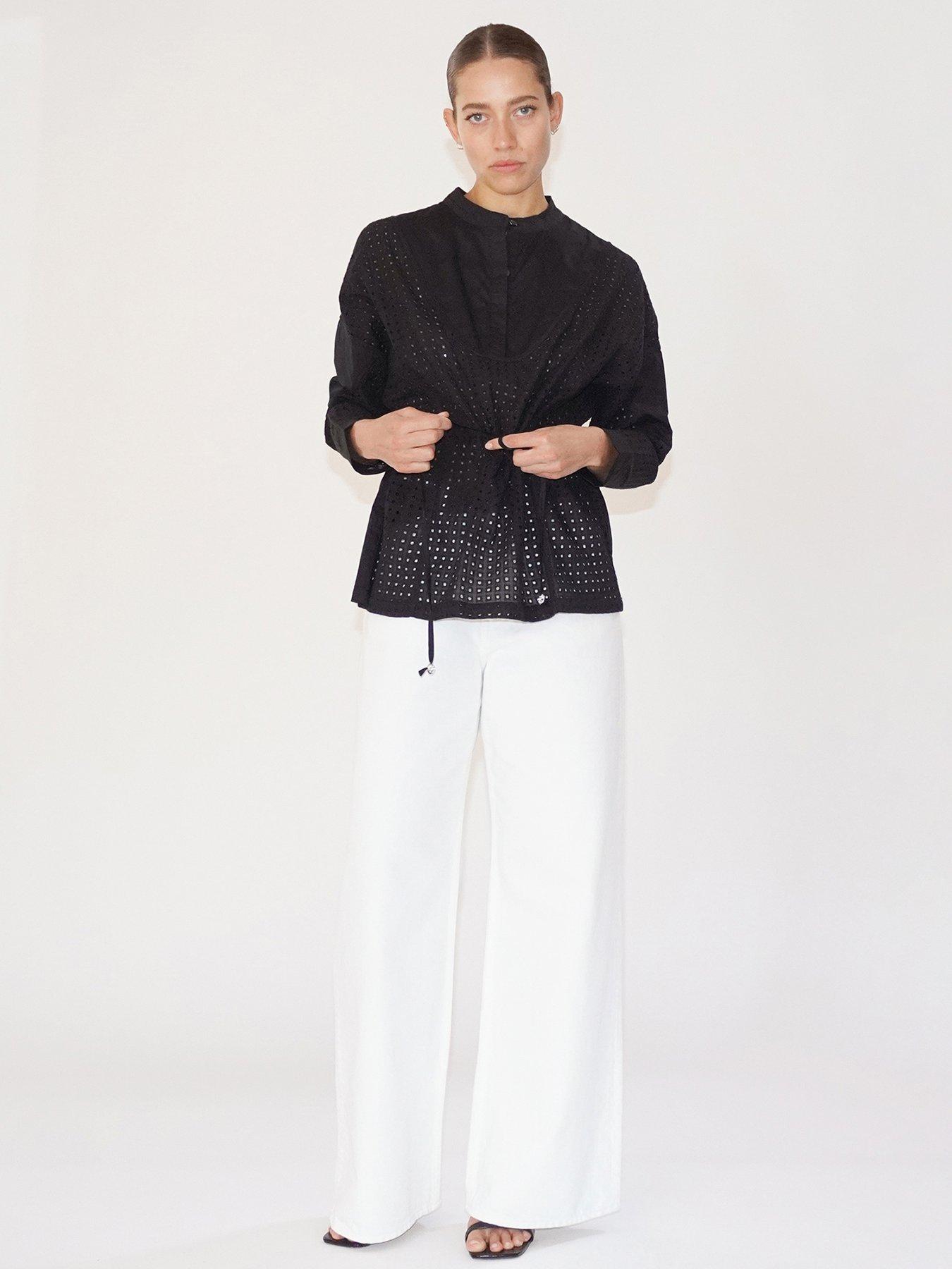 Religion Embroidered Loose Shirt - Black