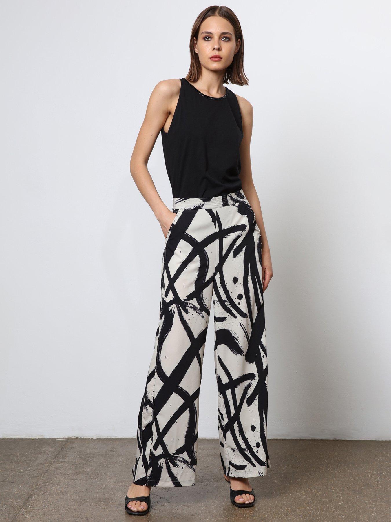 Religion Abstract Wide Leg Trousers - White