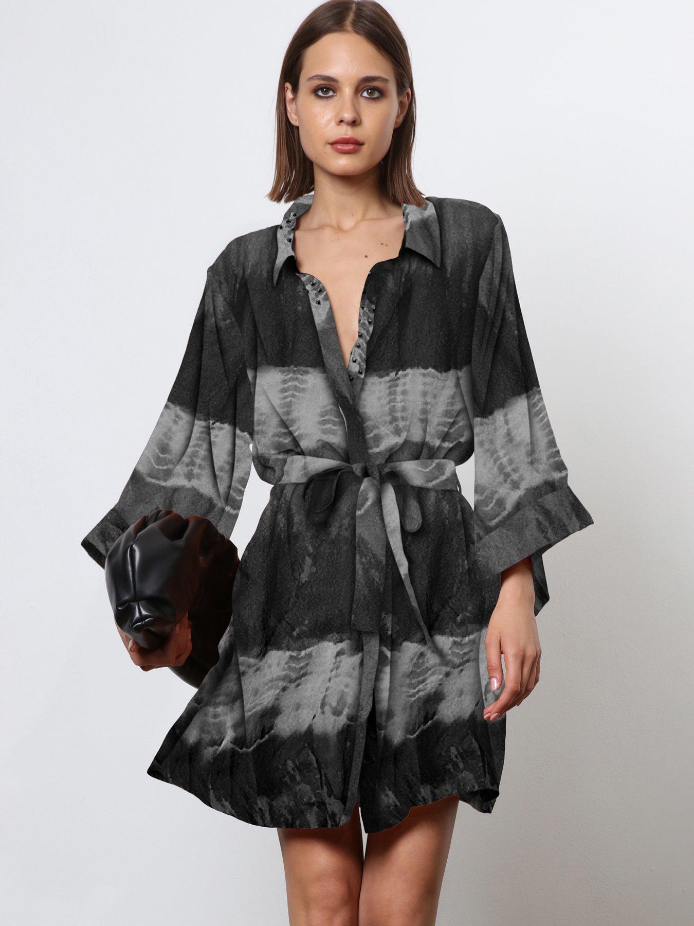 undefined Tie Dye Shirt Dress - Black