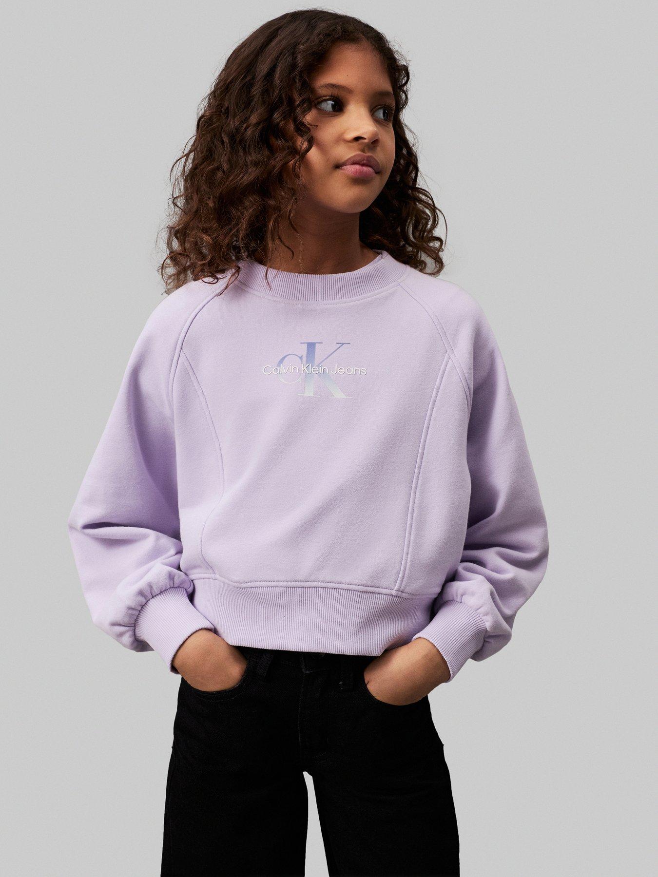 Calvin Klein Jeans Girls Gradient Monogram Sweatshirt - Light Purple ...