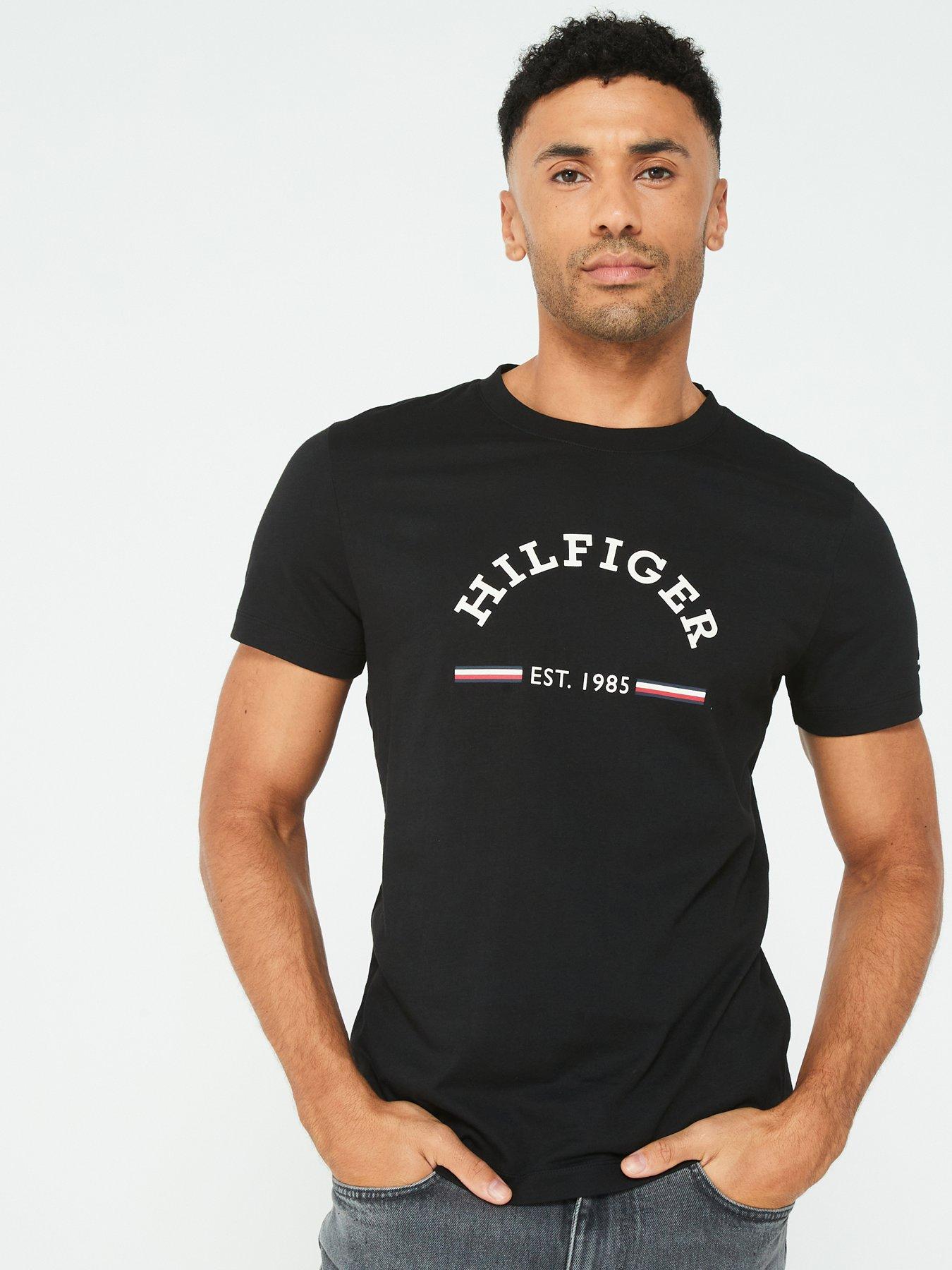 Tommy Hilfiger Arch Global Stripe Logo T-shirt - Black | Very.co.uk