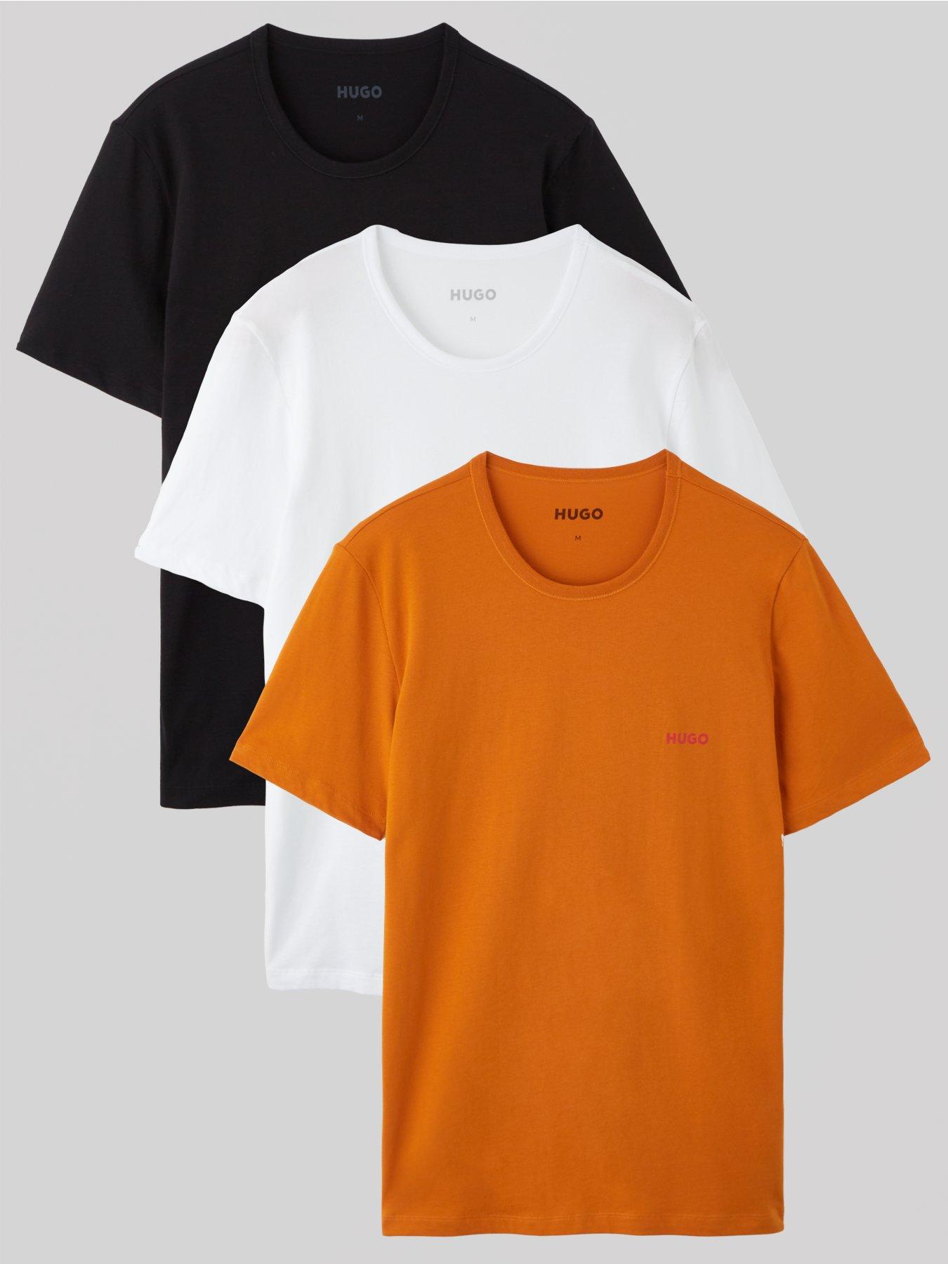 Image 1 of 7 of HUGO 3 Pack Logo Loungewear T-Shirt - Navy/White/Orange