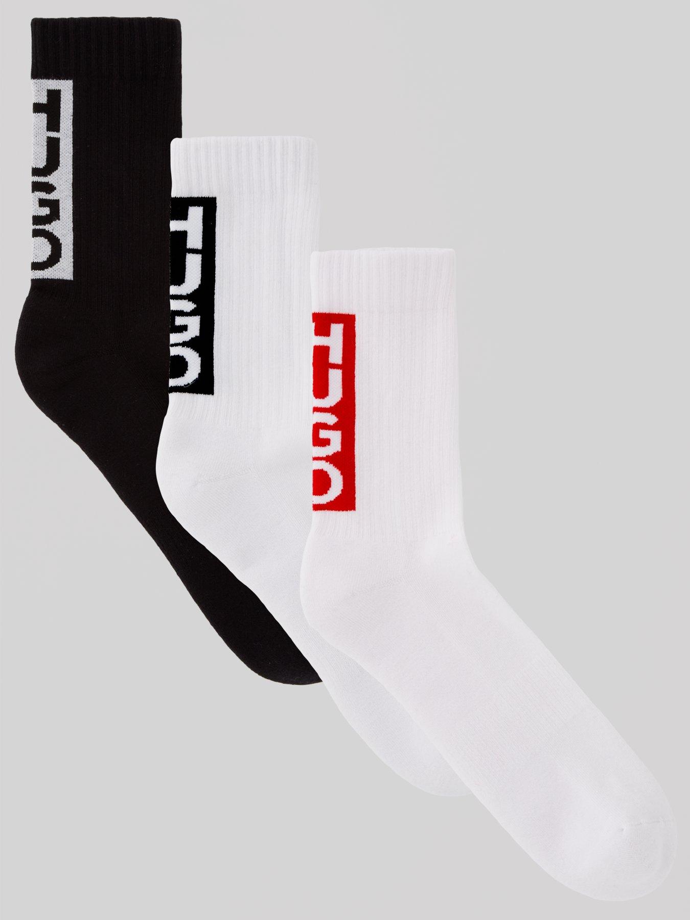 hugo 3 pack back label crew socks - assorted - multi