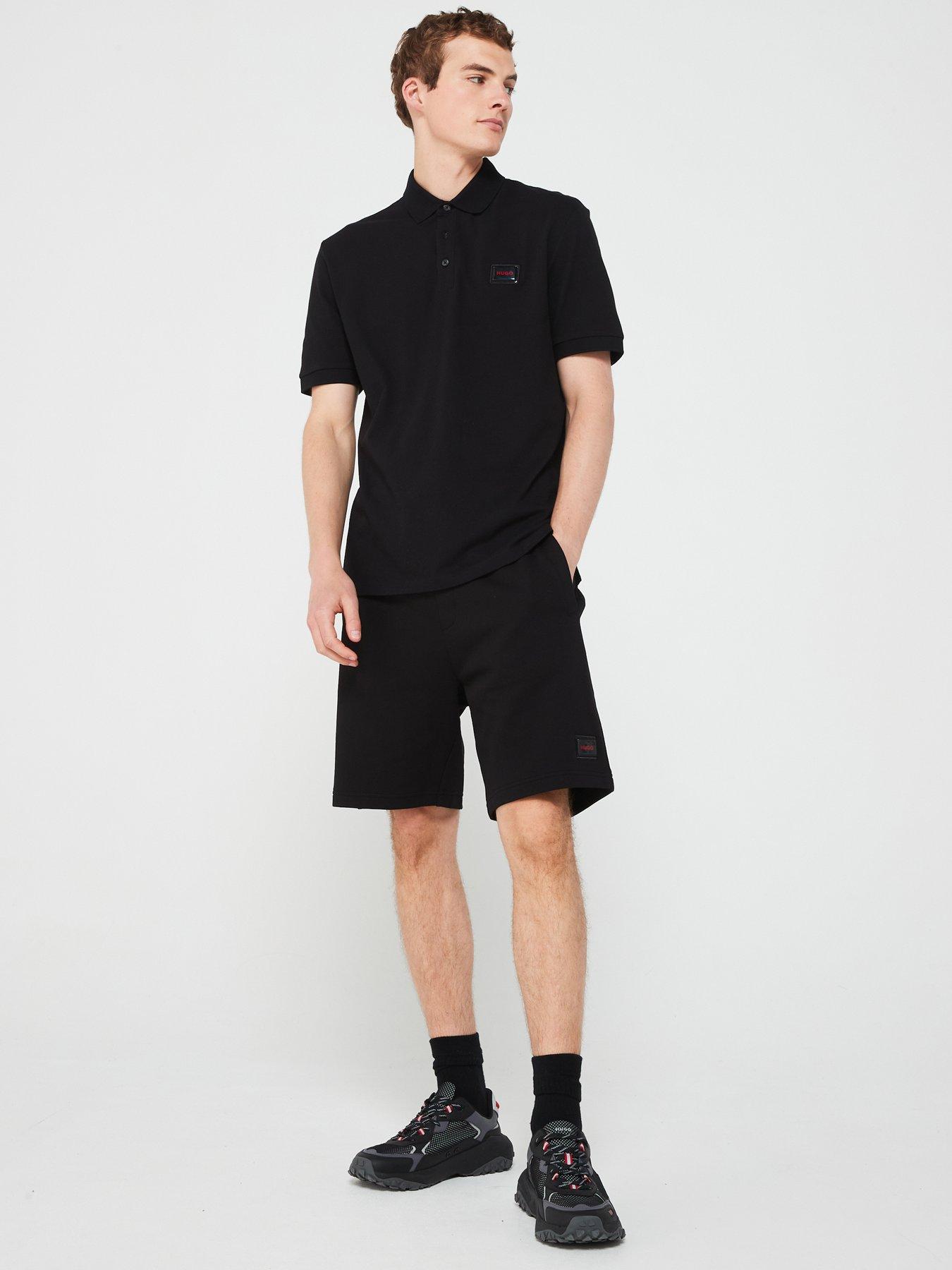 HUGO Pantaloni da jogging da uomo in cotone Terry con doppio logo