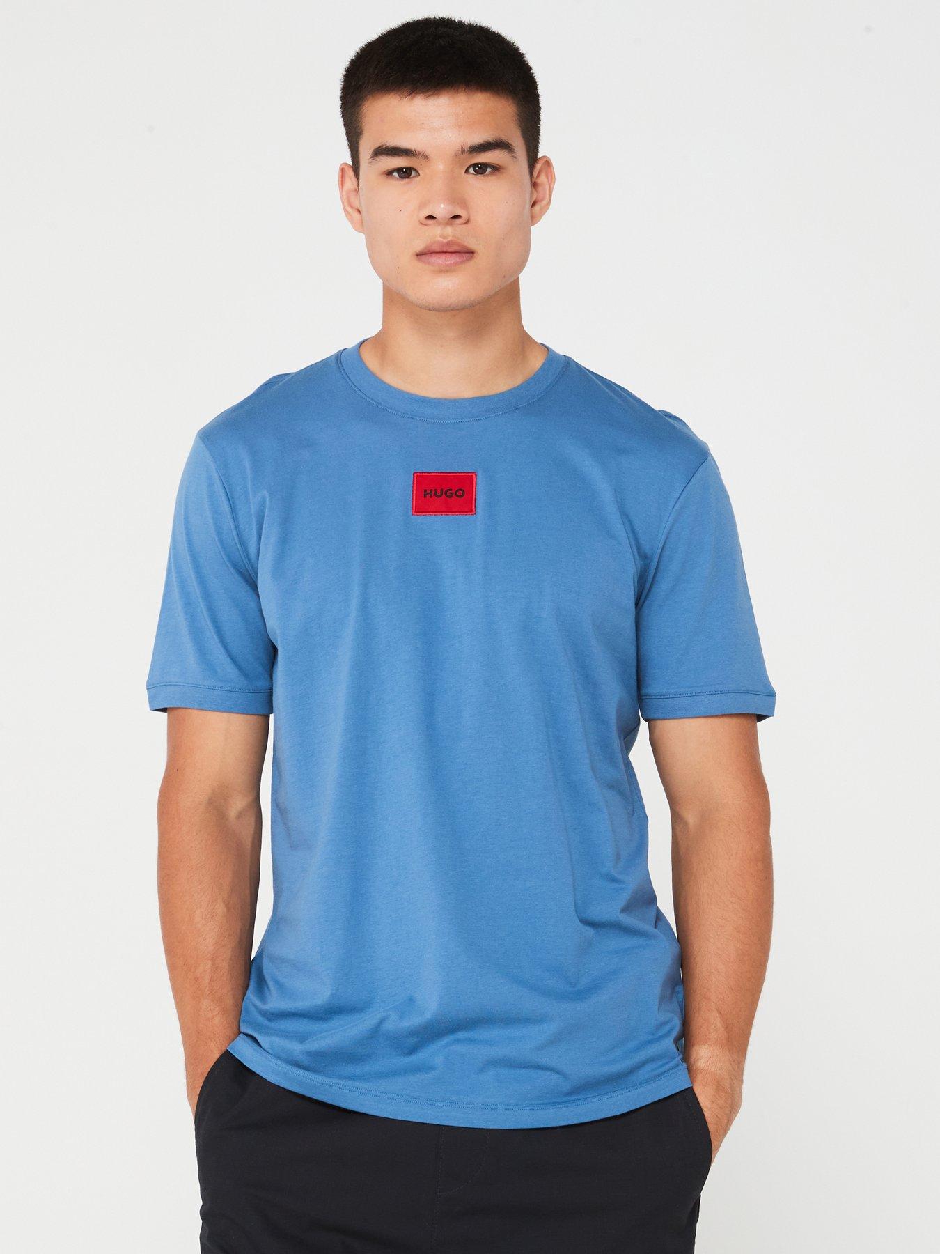 undefined Diragolino212 Regular Fit Centre Patch Logo T-shirt - Mid Blue