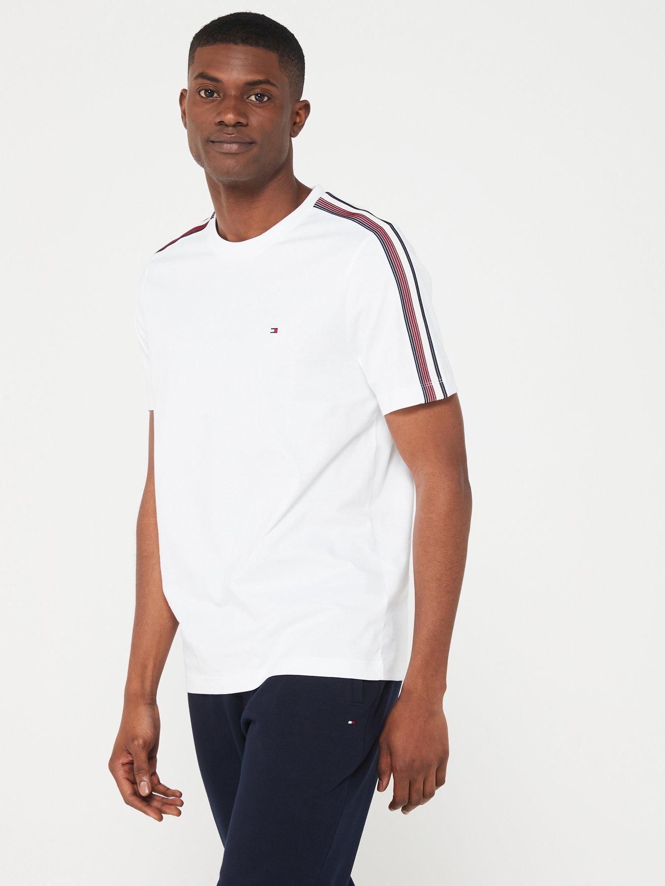 tommy hilfiger tape shoulder t-shirt - white