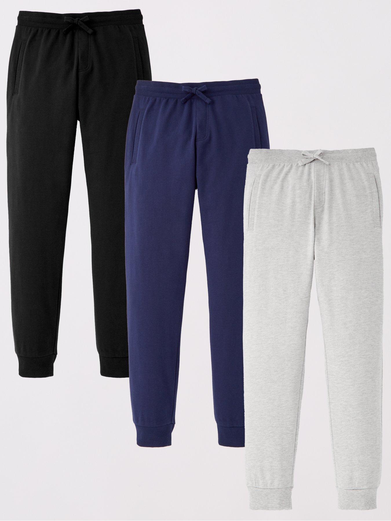 undefined Boys 3 Pack Black, Navy And Grey Joggers - Multi